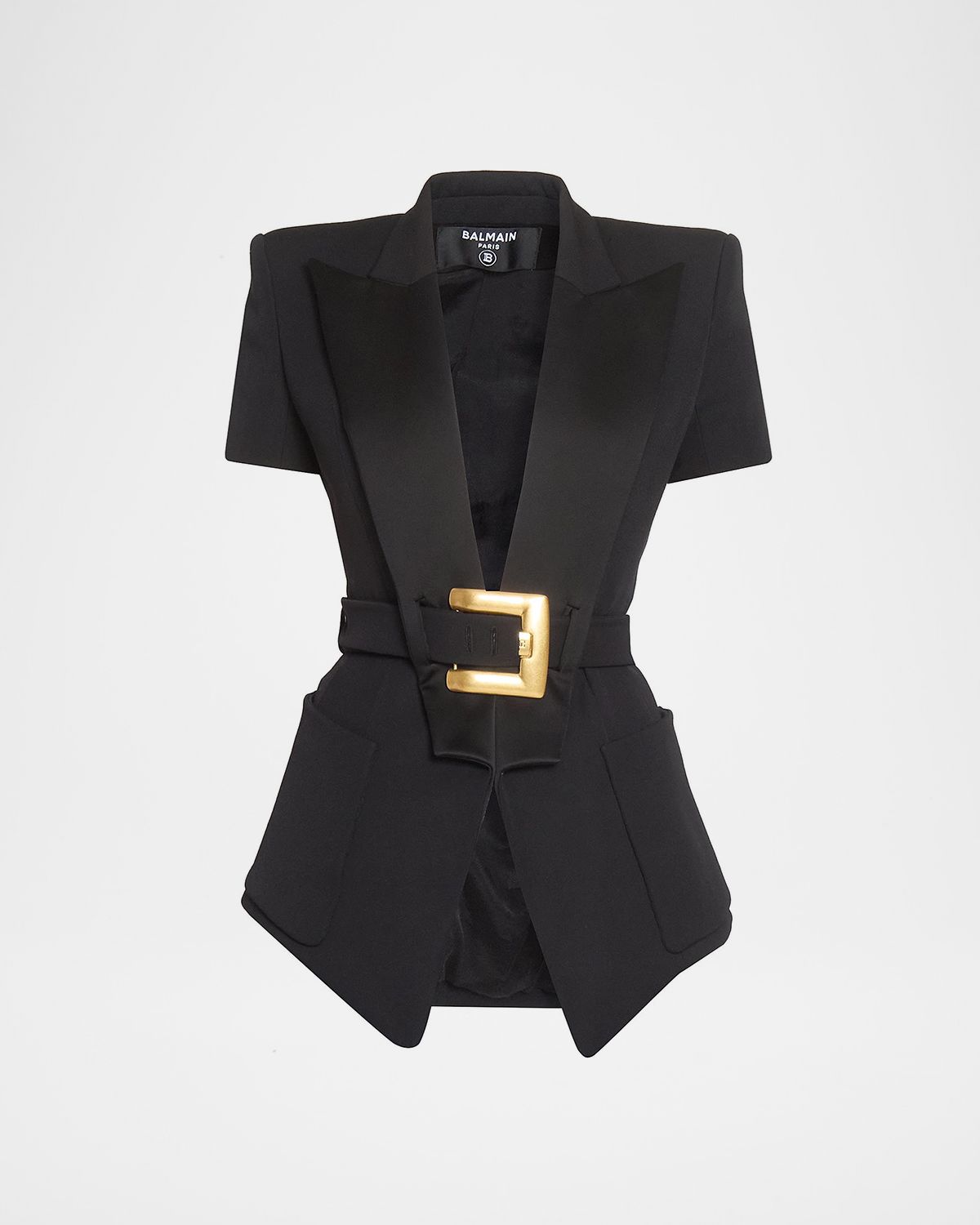 Balmain Tailored Short-Sleeve Belted Blazer Jacket