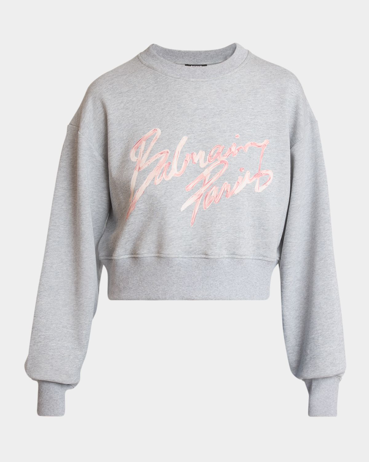 Balmain Logo-Print Crop Crewneck Sweatshirt
