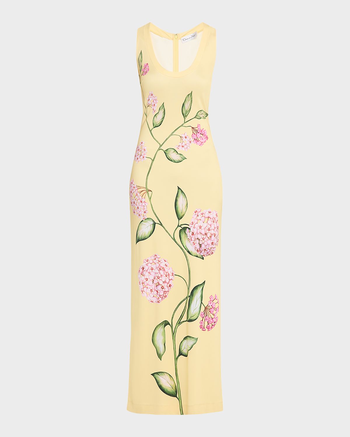 Oscar de la Renta Sleeveless Porcelain Flowers Jersey Maxi Dress