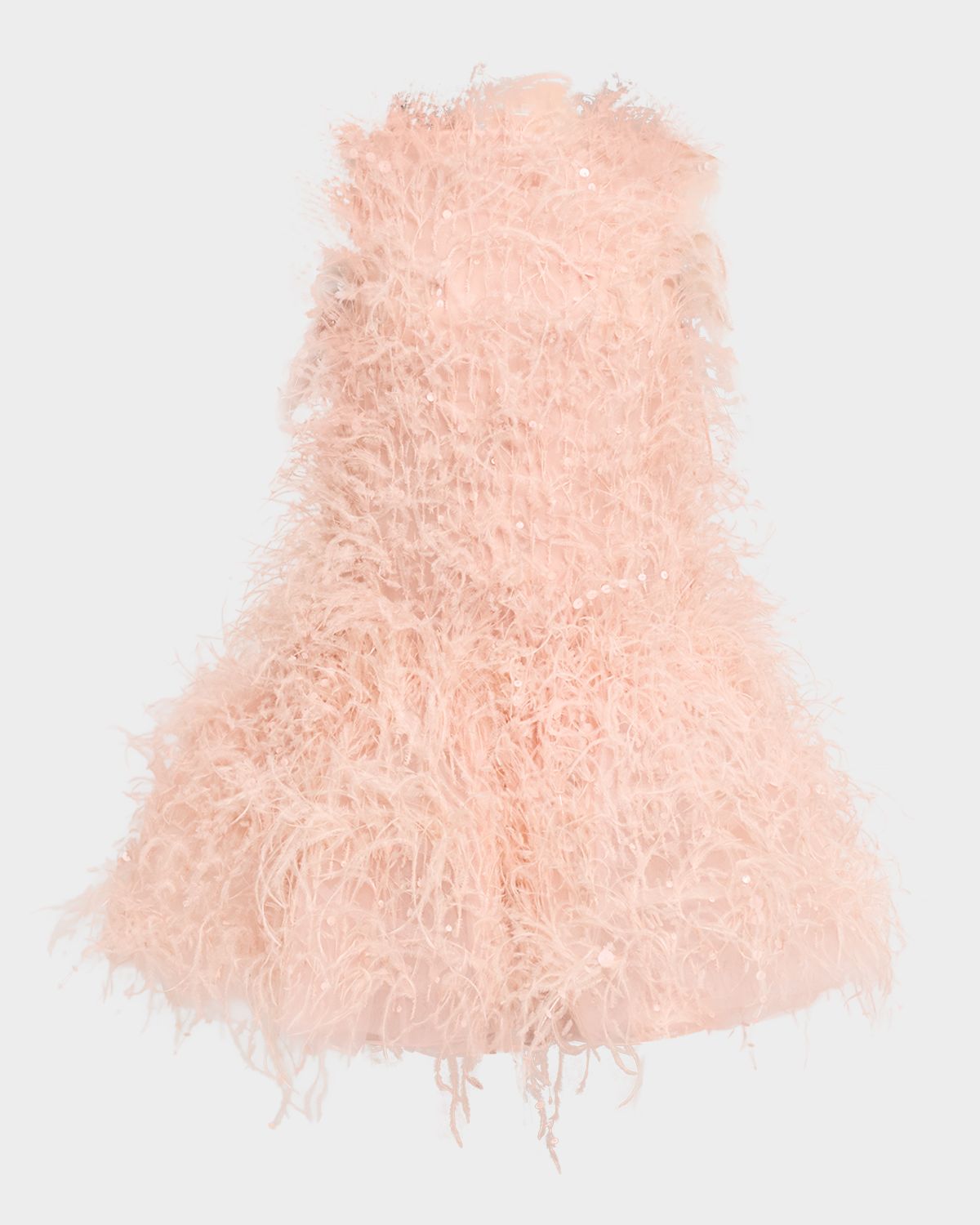 Oscar de la Renta Feather Sequined Sleeveless Bubble Mini Dress