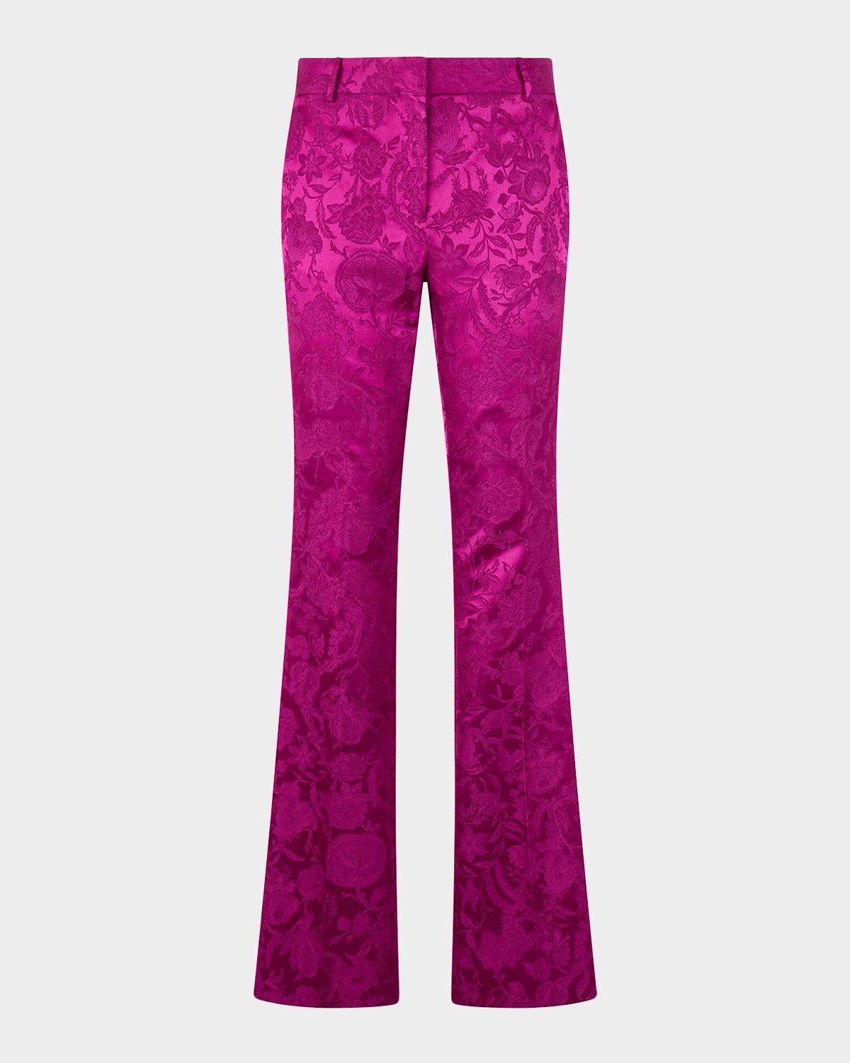 Roberto Cavalli Florentine Floral Satin Jacquard Bootcut-Leg Pants