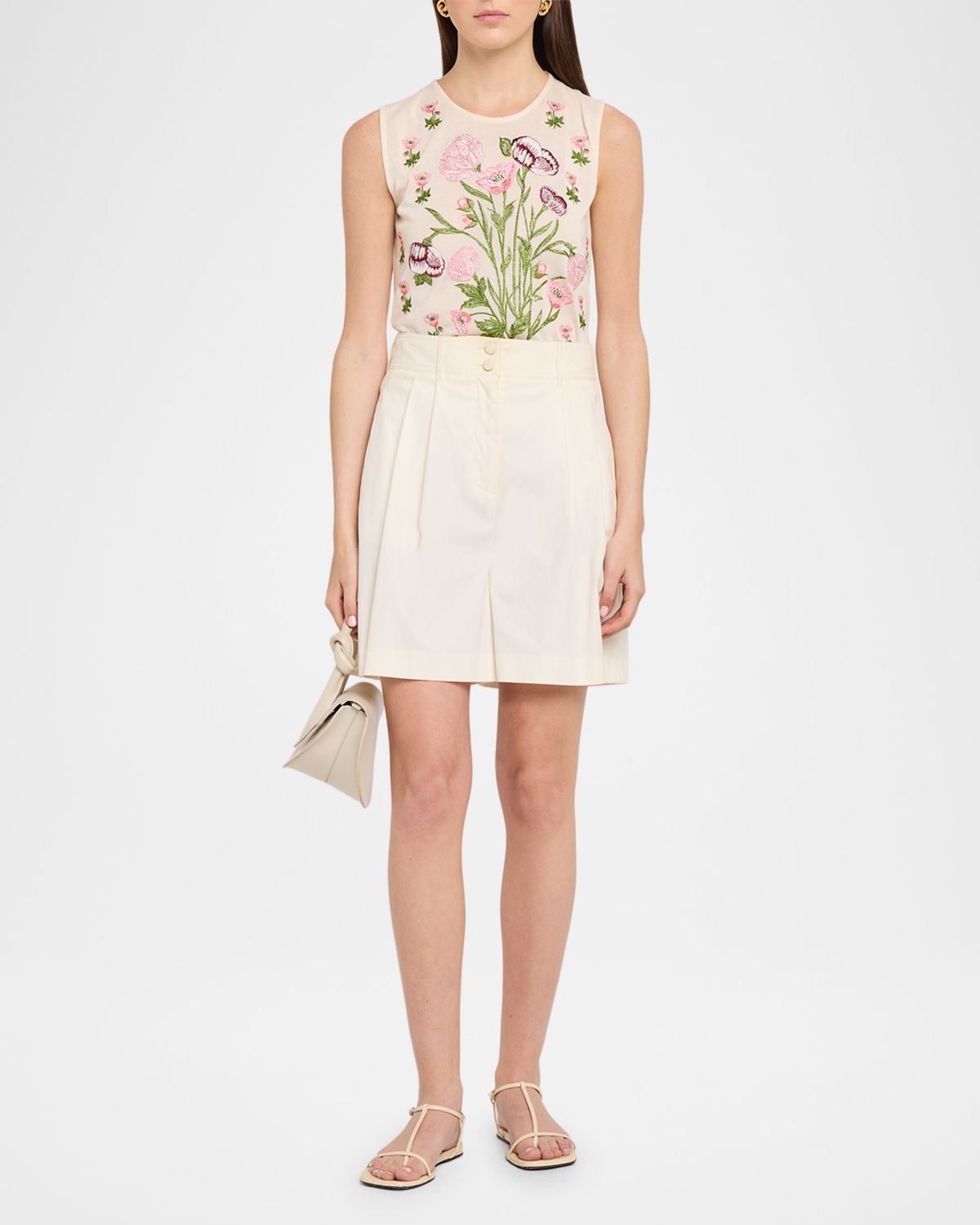 Giambattista Valli Floral Embroidered Cashmere-Silk Knit Tank Top
