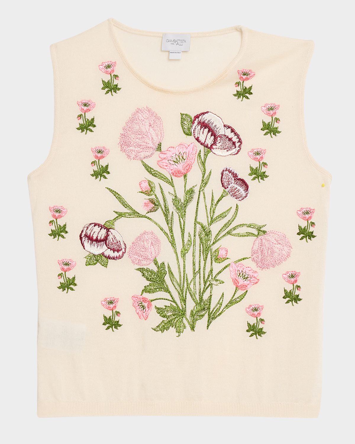Giambattista Valli Floral Embroidered Cashmere-Silk Knit Tank Top