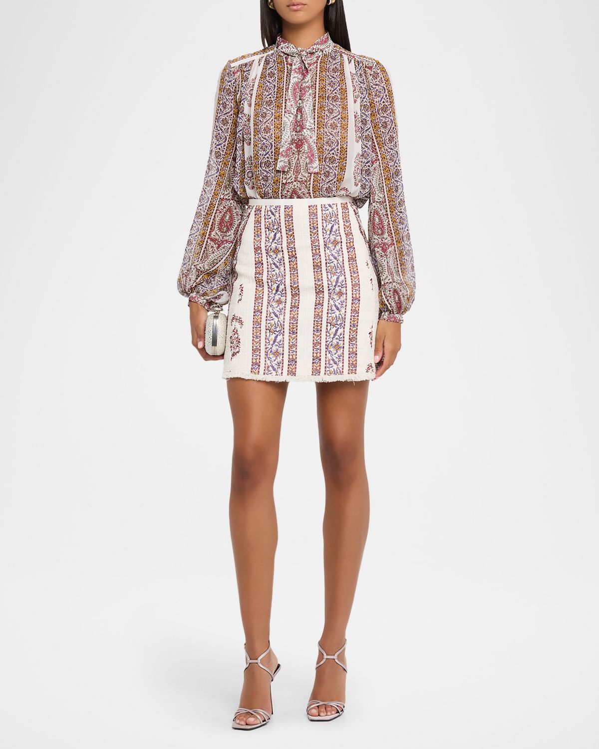 Giambattista Valli Floral Bouclé A-Line Mini Skirt