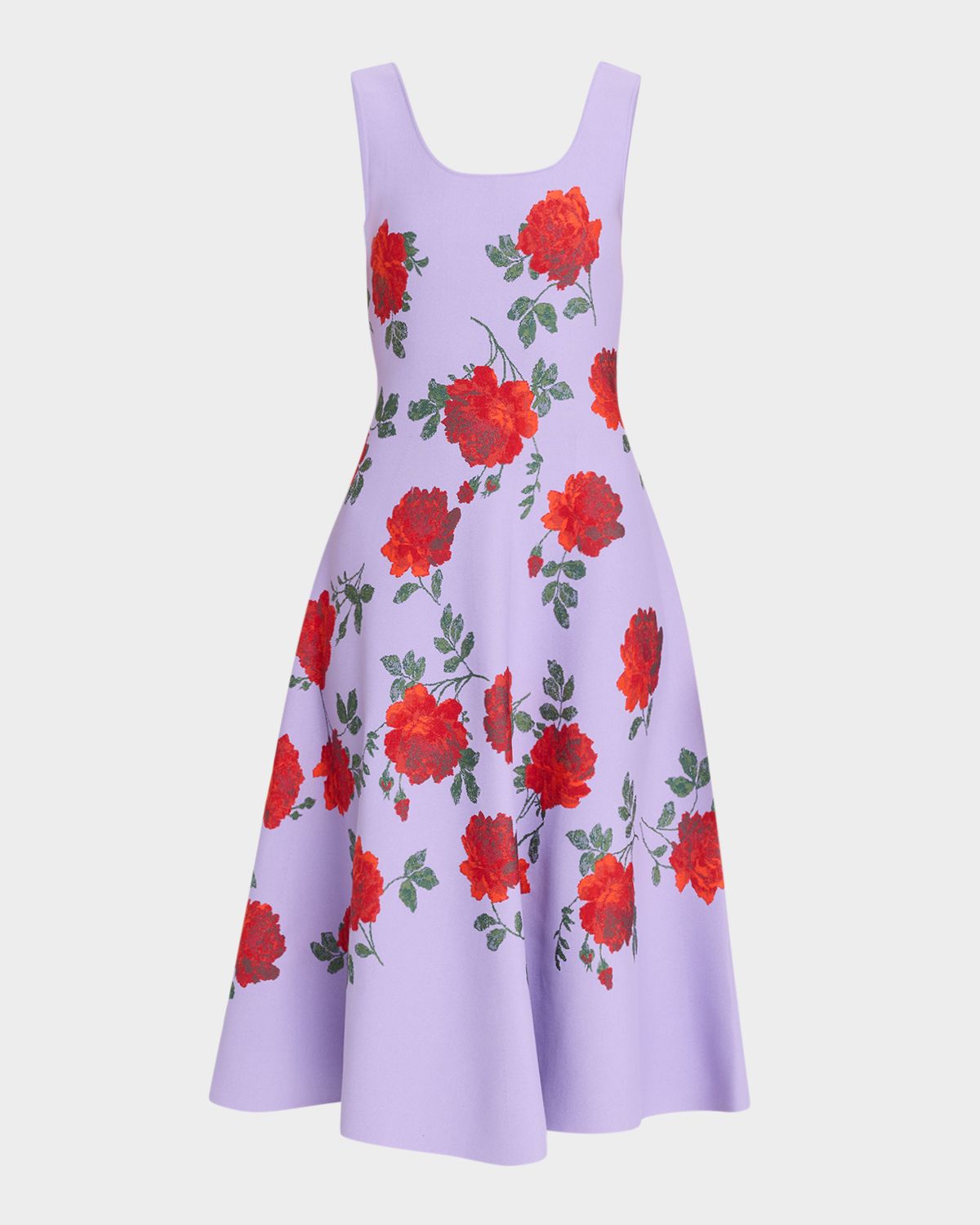 Carolina Herrera Rose Jacquard Sleeveless Fit-And-Flare Midi Dress