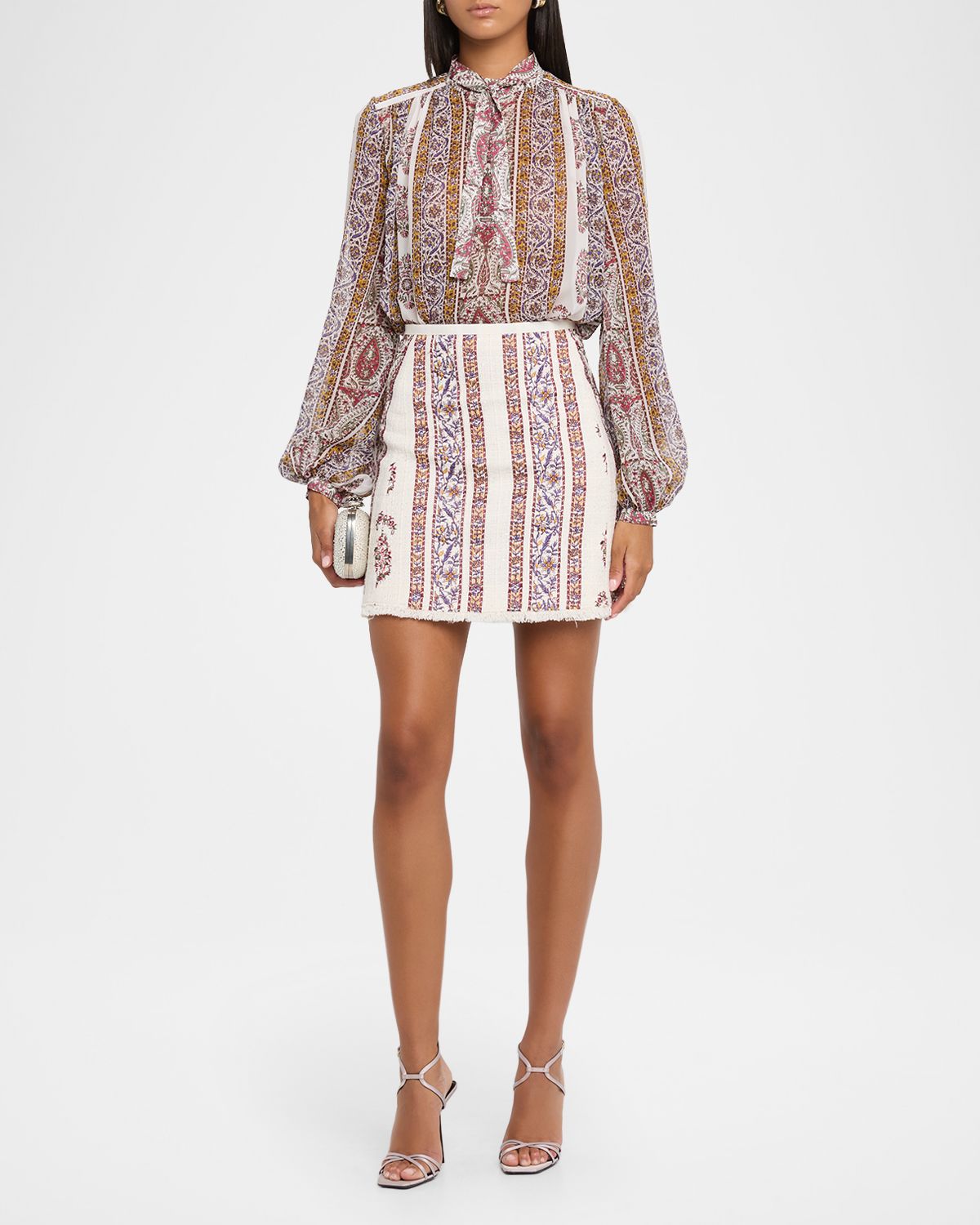 Giambattista Valli Paisley Silk Neck-Tie Blouse