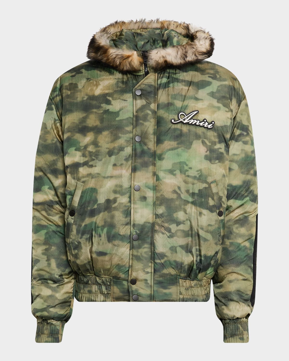Amiri Men 's Bones Camo Hooded Down Jacket