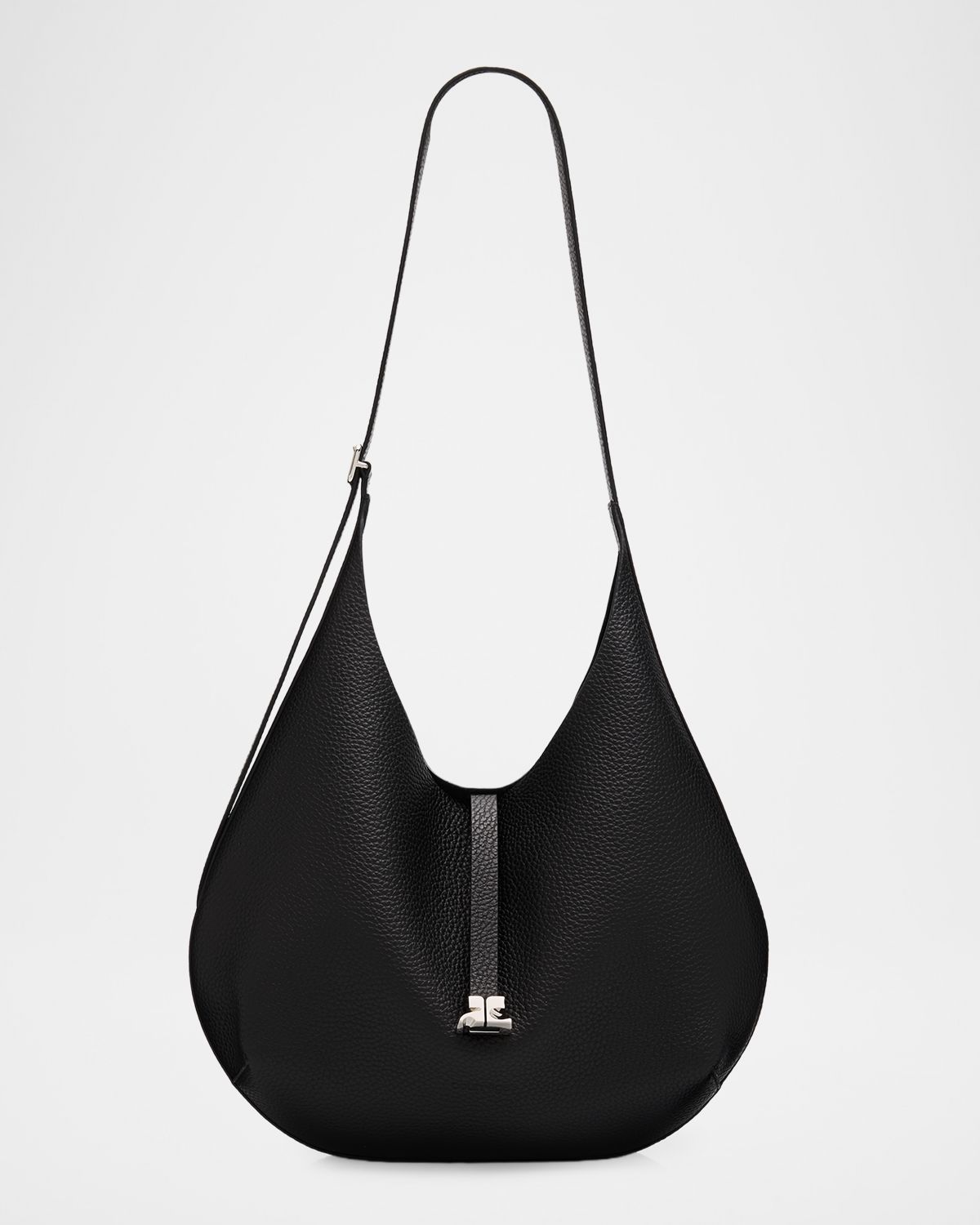 Courreges Holy Grained Leather Hobo Bag