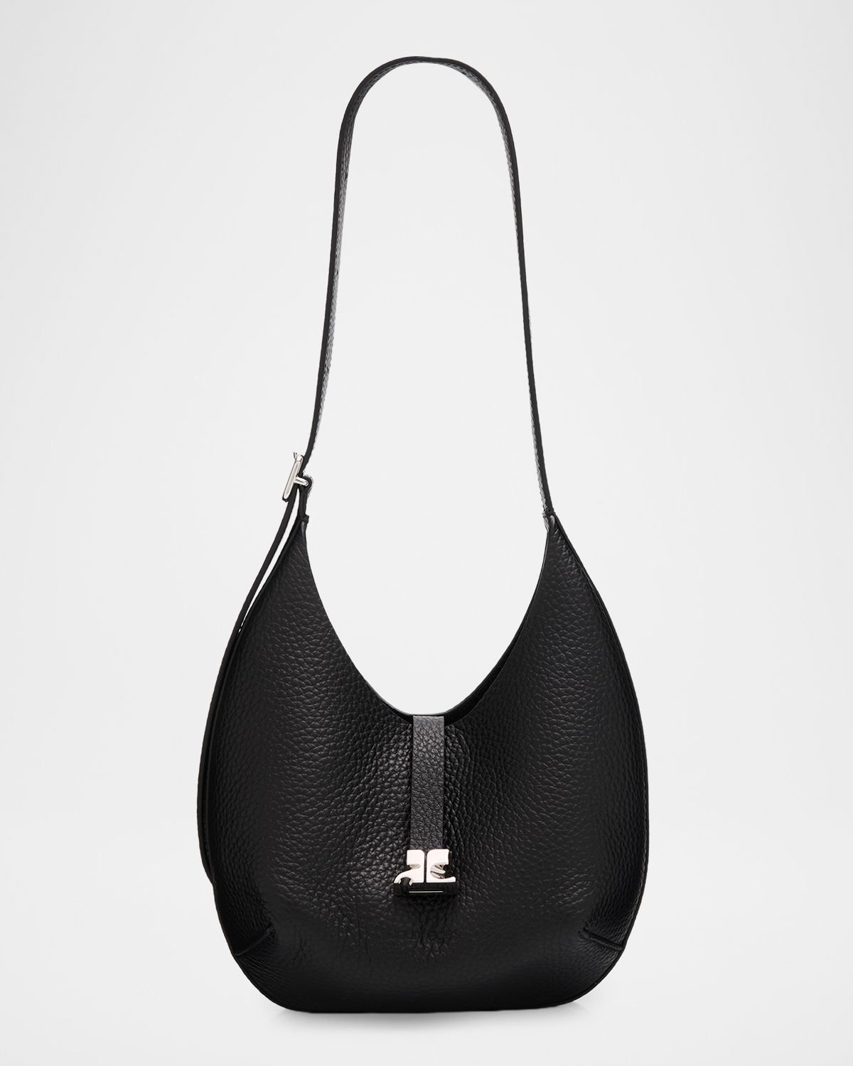 Courreges Holy Small Grained Leather Hobo Bag