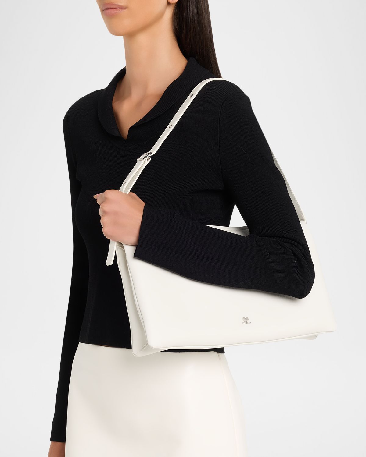 Courreges Cuff Leather Shoulder Bag