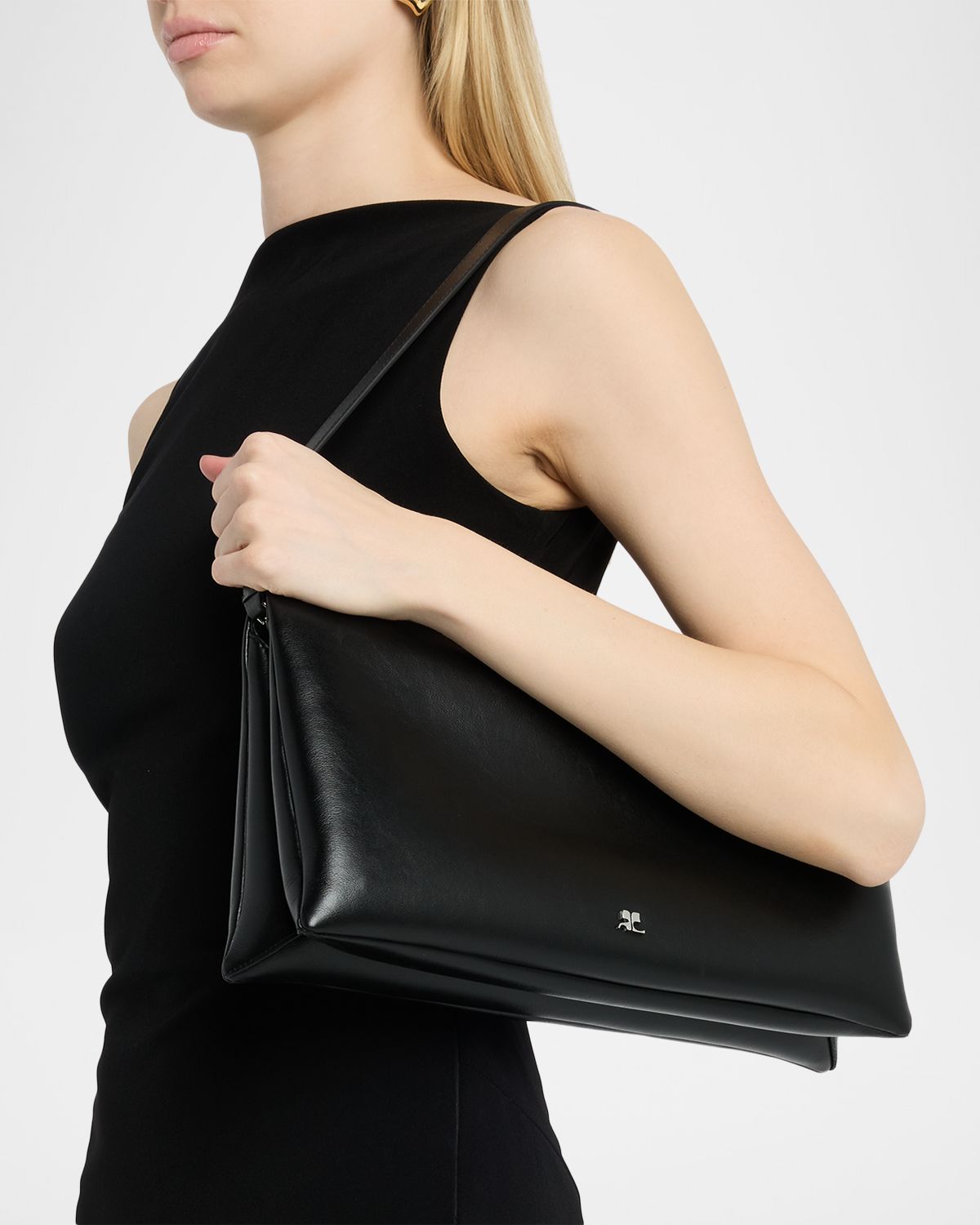 Courreges Cuff Slim Leather Shoulder Bag