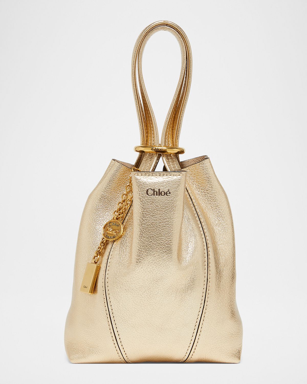 Chloe Spin Mini Tote Bag in Metallic Leather
