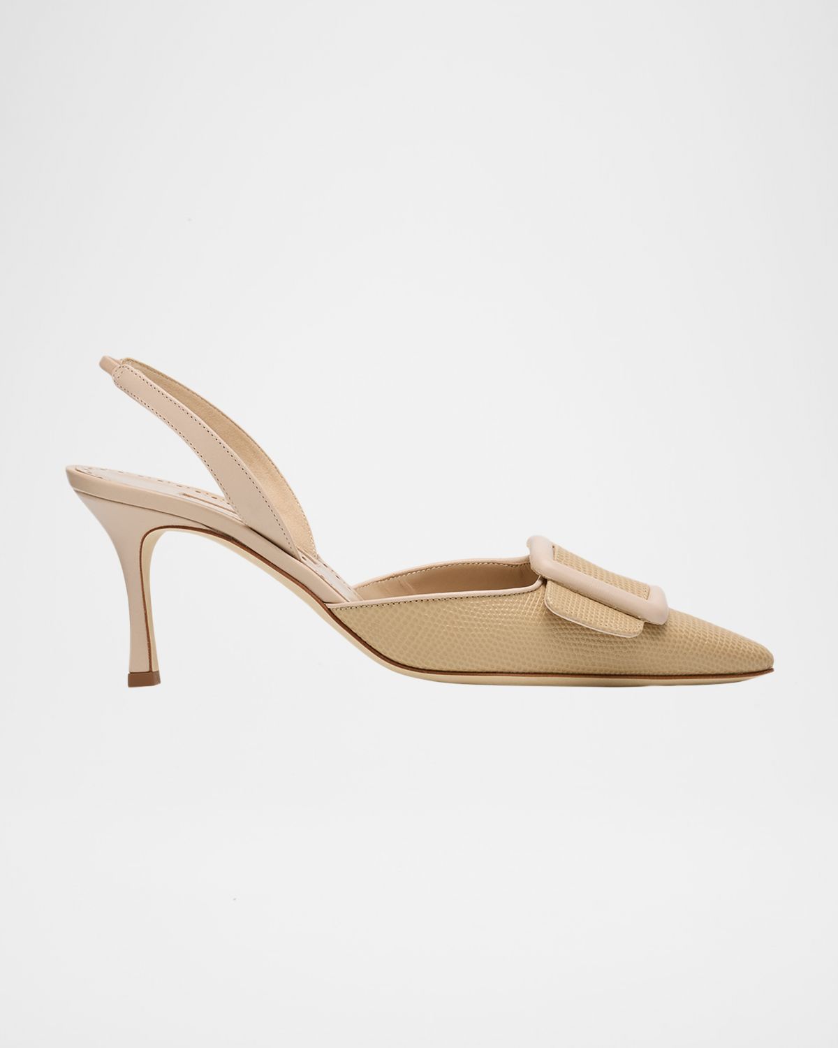 Manolo Blahnik 70mm Mayslibi Embossed Leather Slingback Pumps