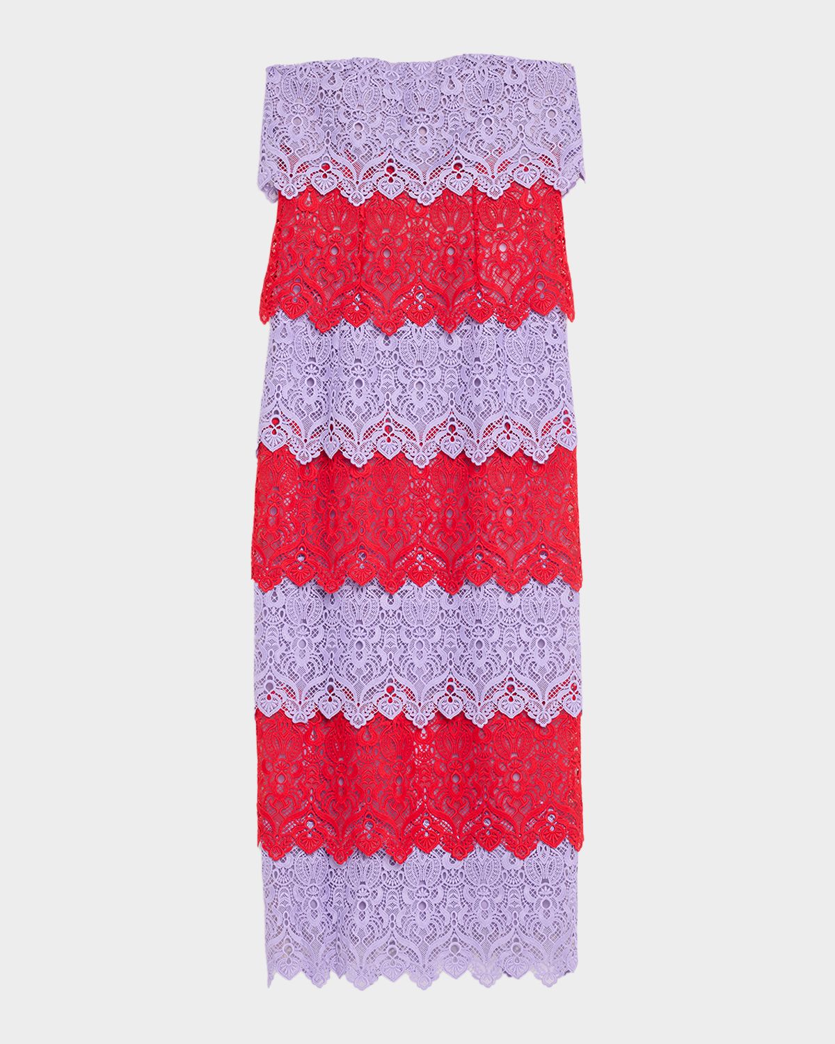 Carolina Herrera Lace-Trim Strapless Maxi Dress