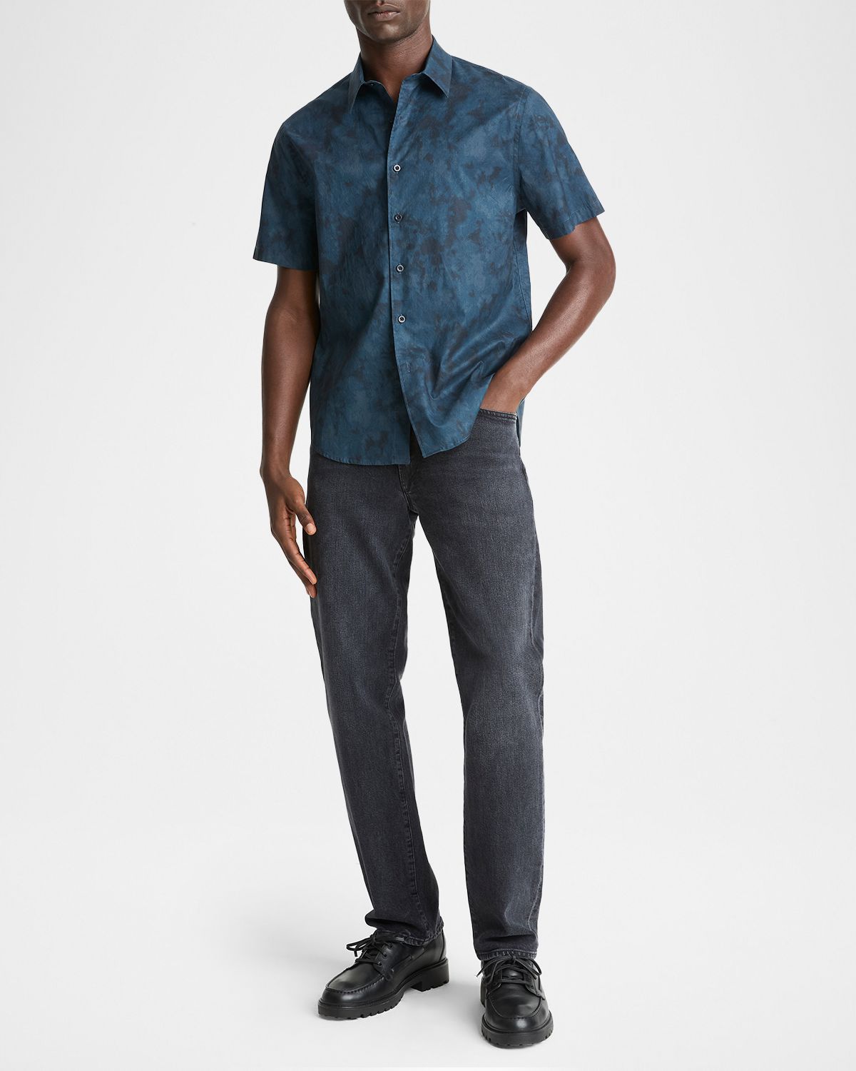 Vince Men 's Dyed Camouflage Cotton Short-Sleeve Shirt