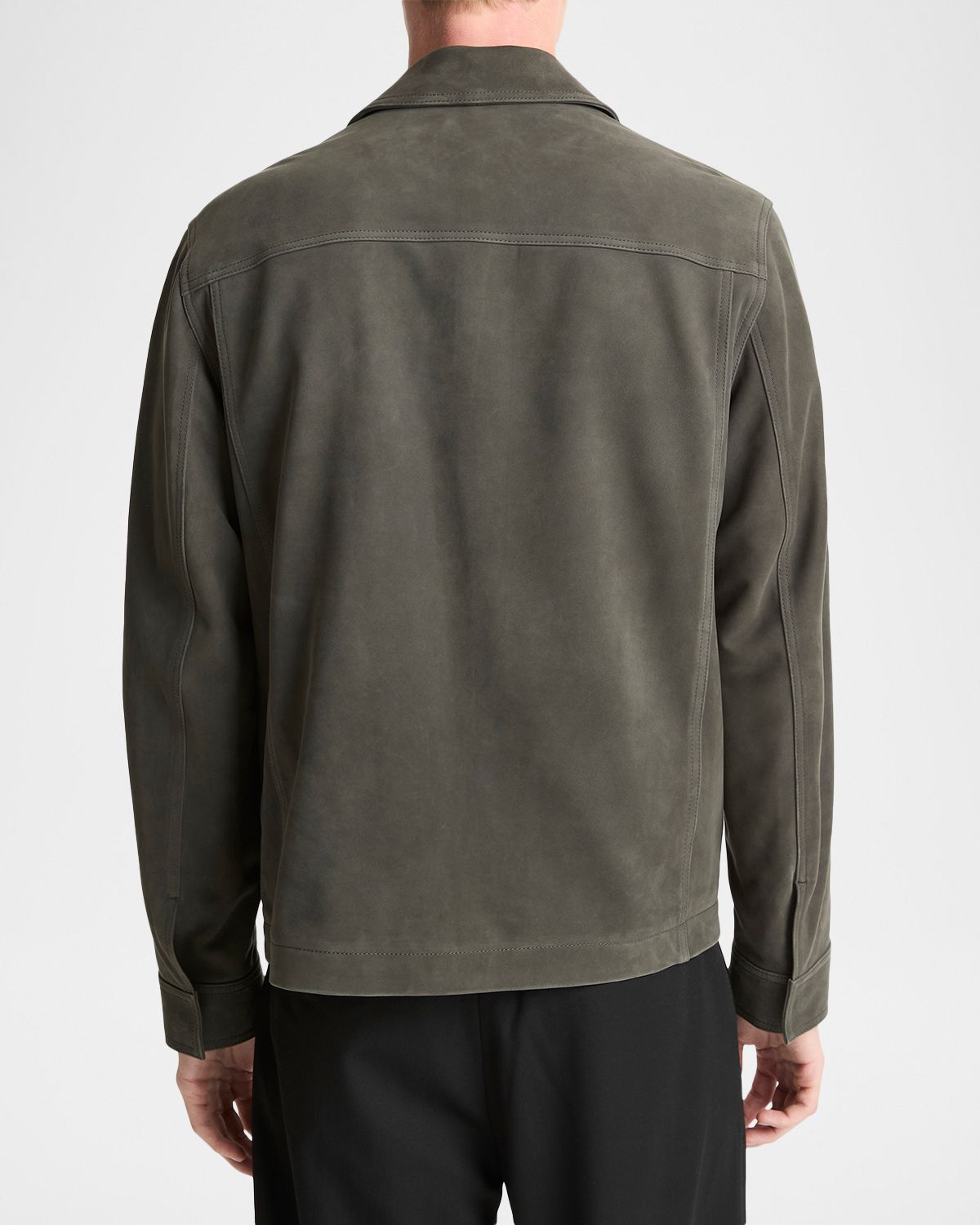 Vince Men 's Nubuck Leather Trucker Jacket