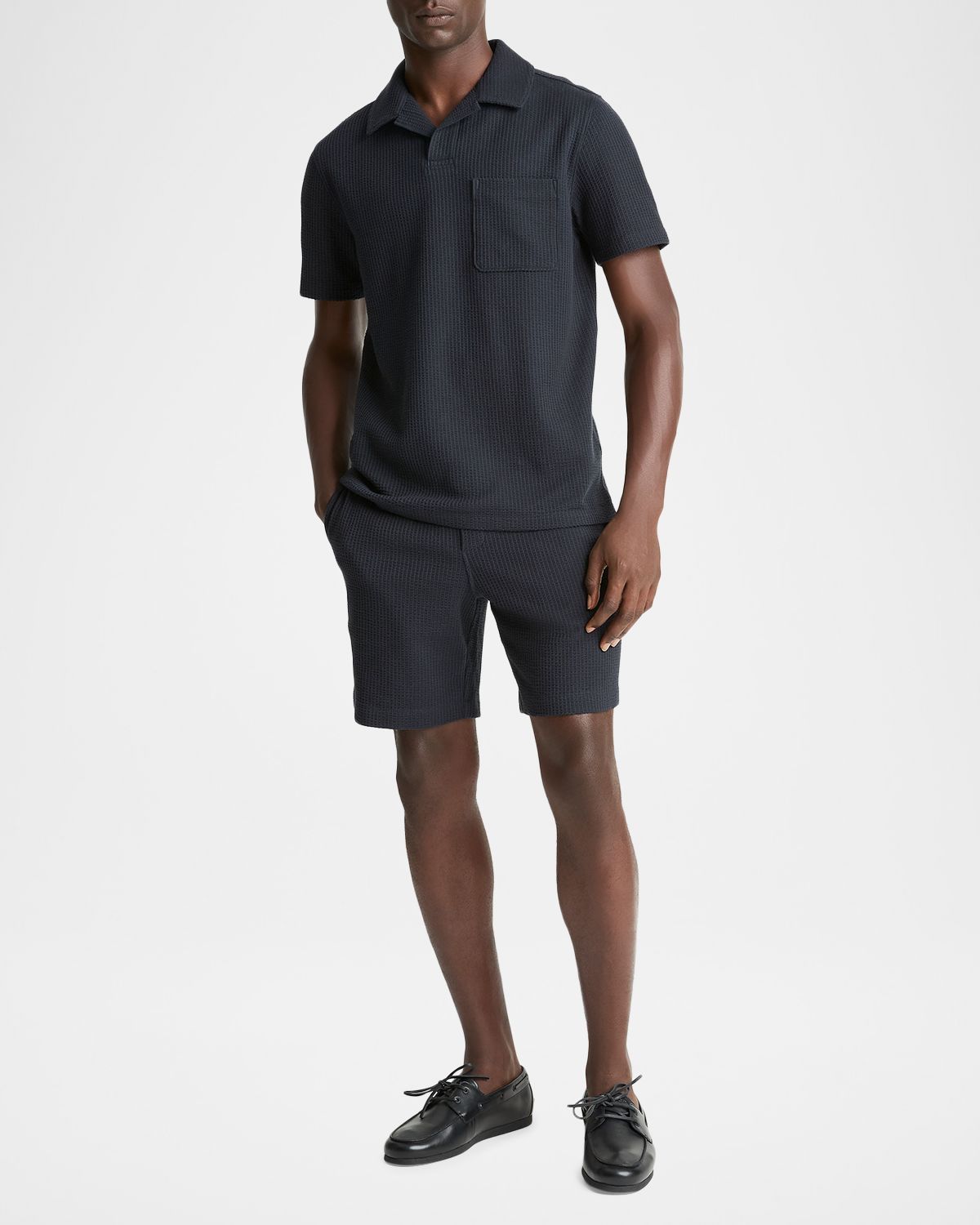 Vince Men 's Seersucker Johnny Collar Polo Shirt