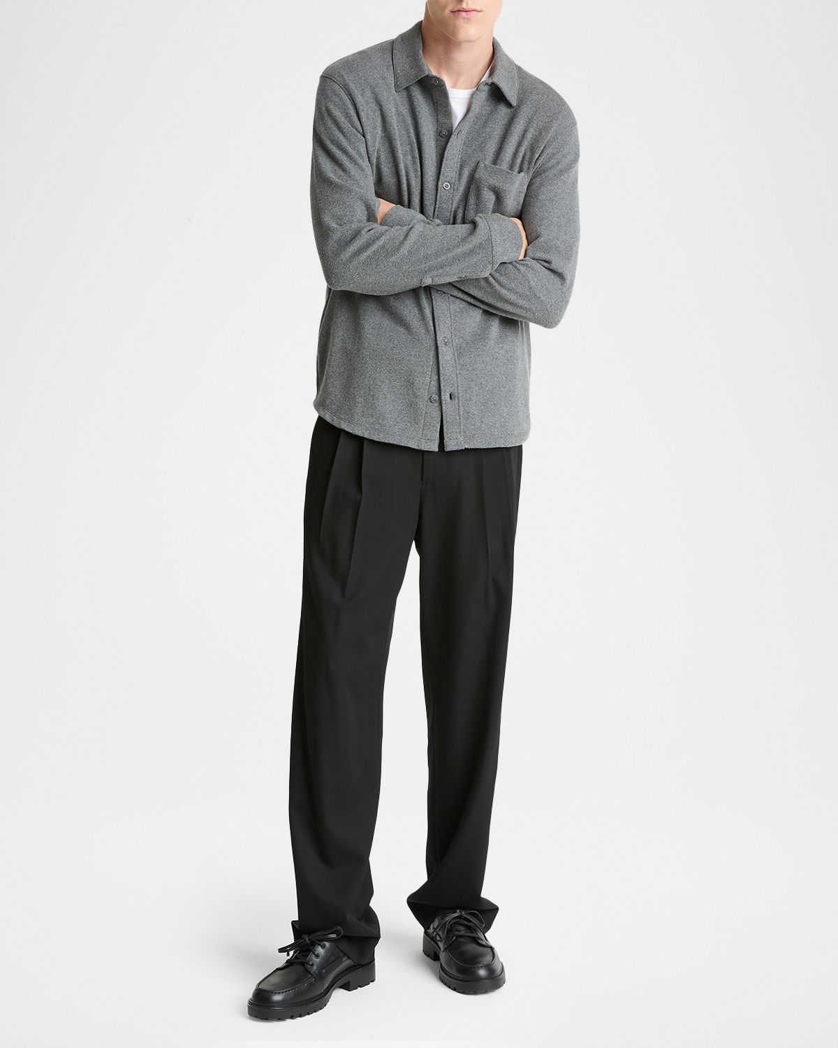 Vince Men 's Knit Cotton-Blend Button-Down Shirt