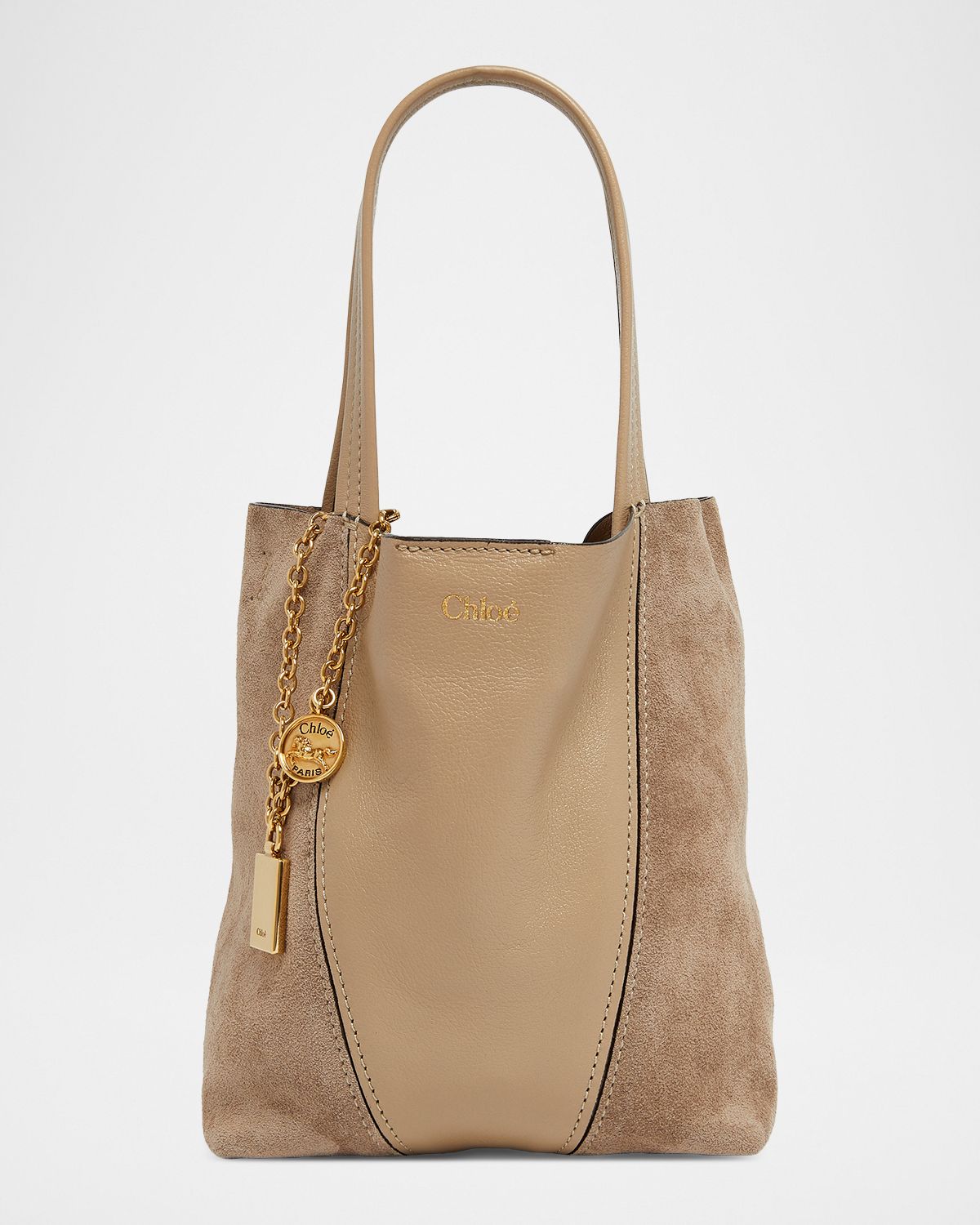 Chloe Spin Mini Tote Bag in Leather and Suede