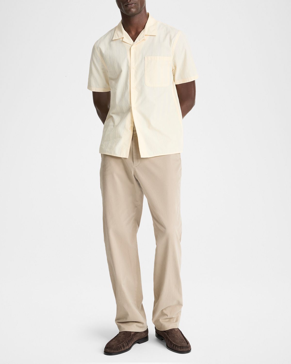 Vince Men 's Union Stripe Cotton Loop-Collar Short-Sleeve Shirt