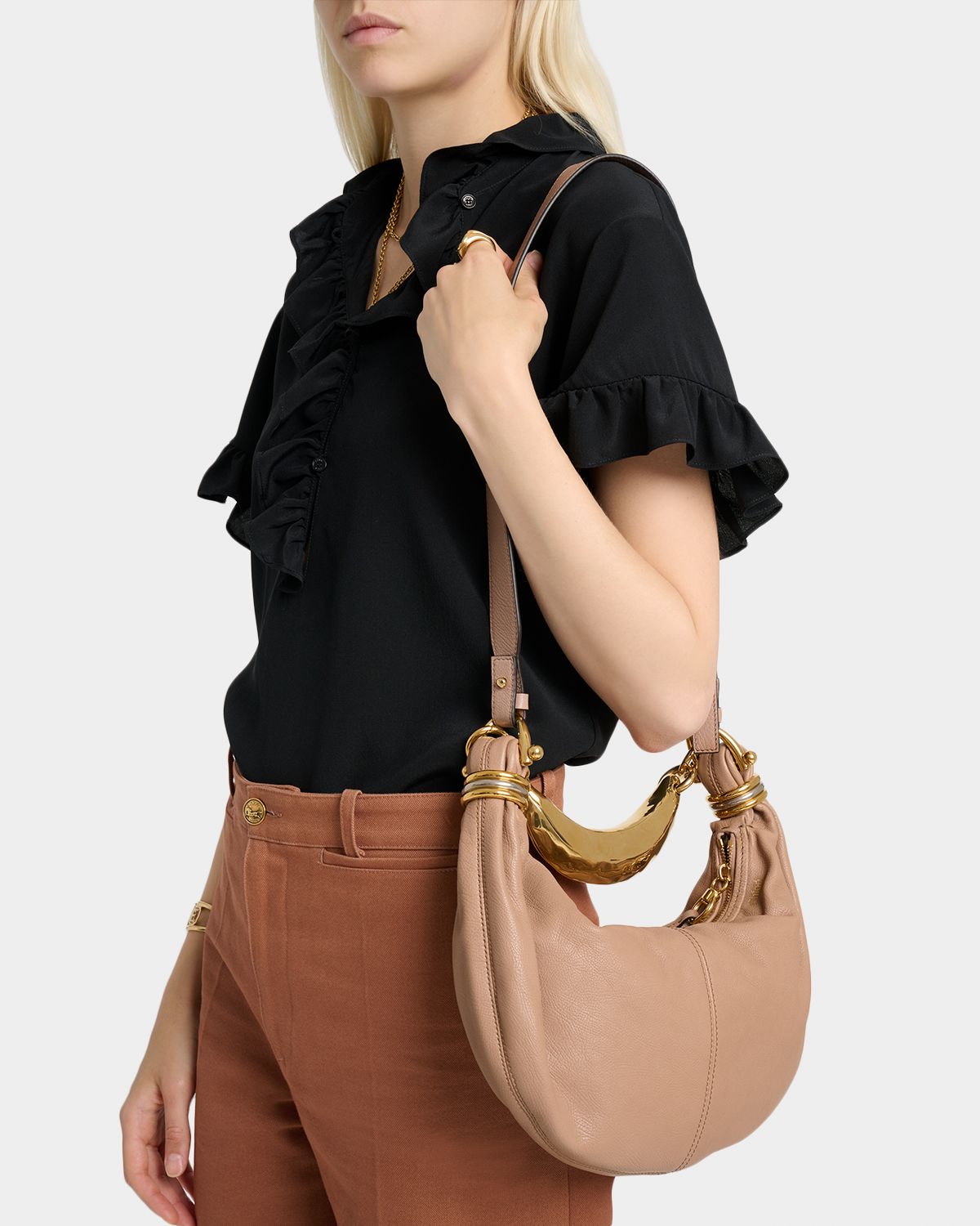 Chloe Mini Banana Hobo Bracelet Bag in Leather
