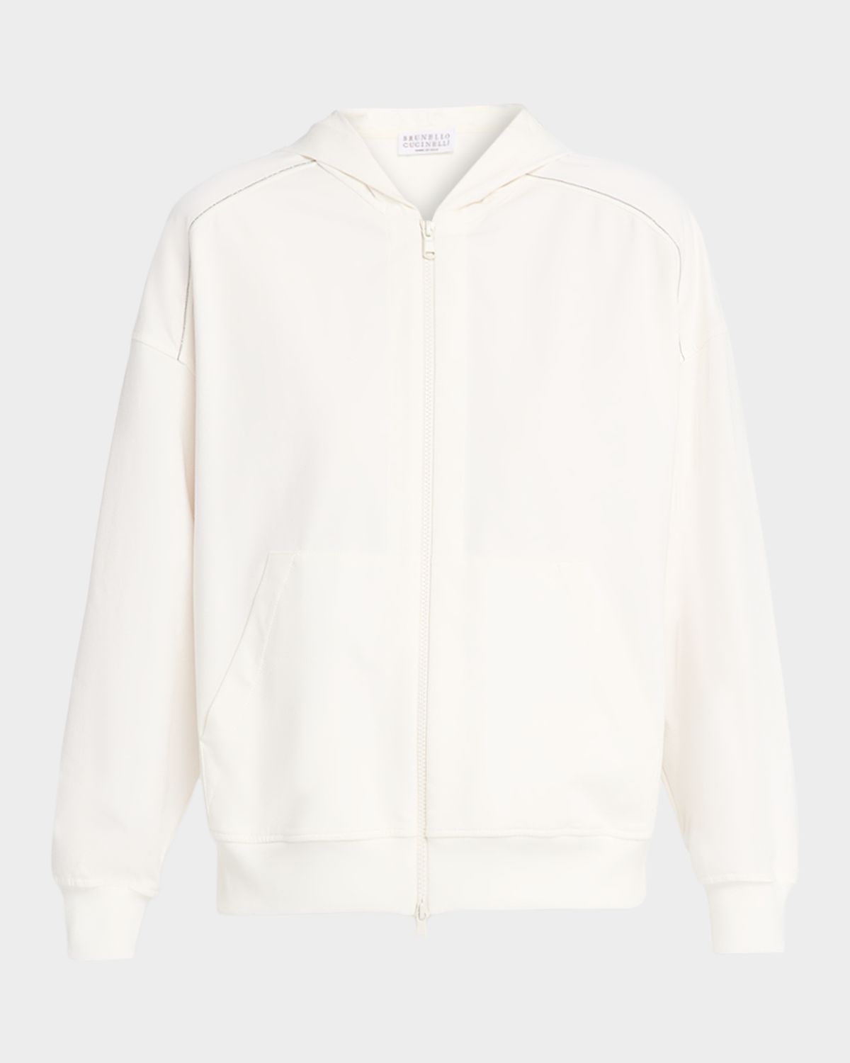 Brunello Cucinelli Monili-Trim Light Fleece Zip Hoodie