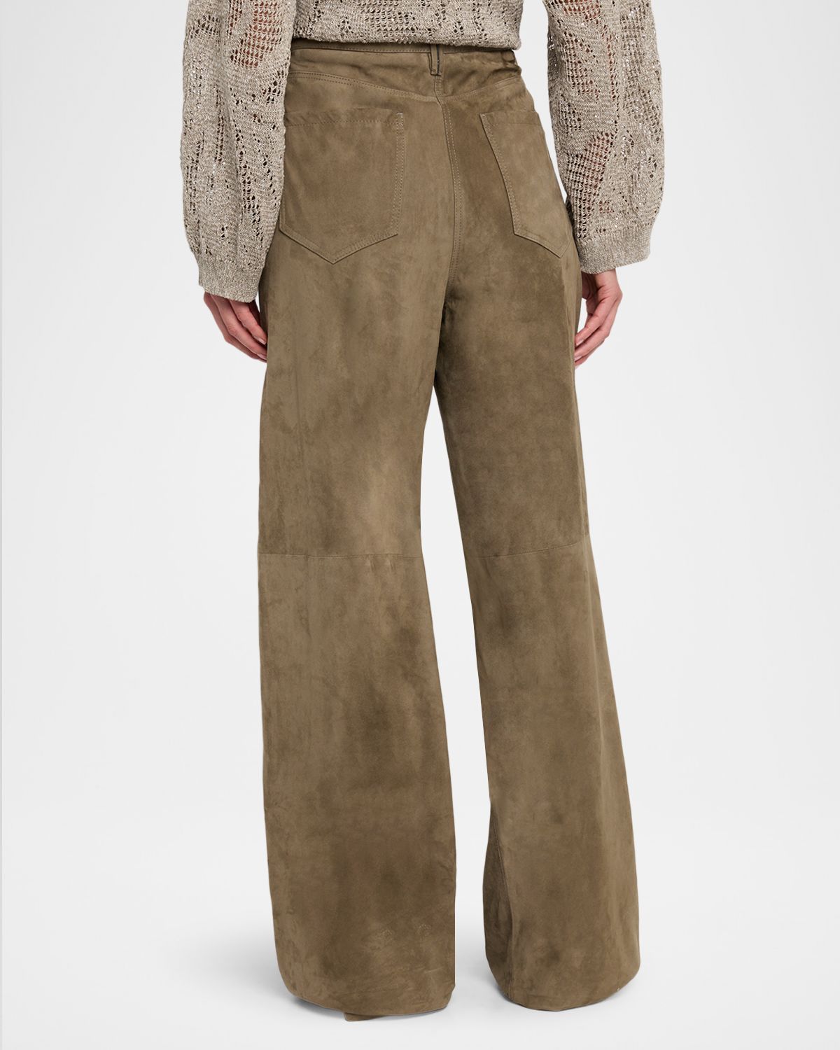 Brunello Cucinelli Suede Wide-Leg Pants