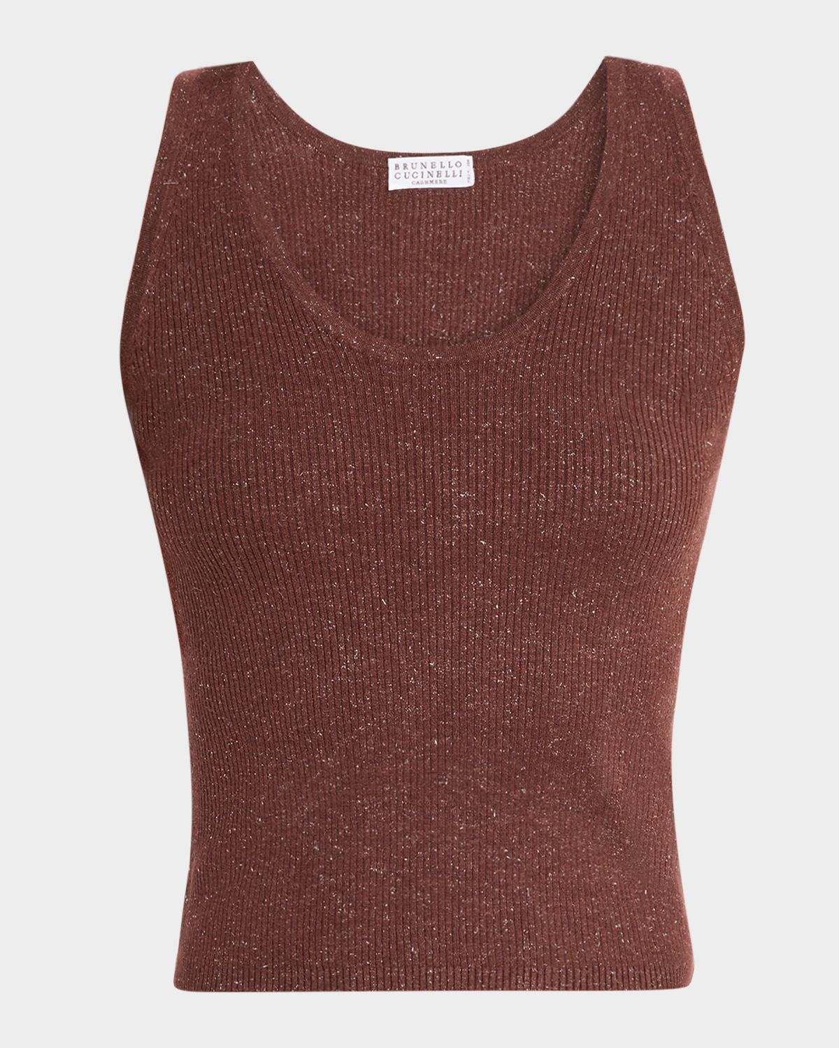 Brunello Cucinelli Shimmering Cashmere Rib Knit Tank Top