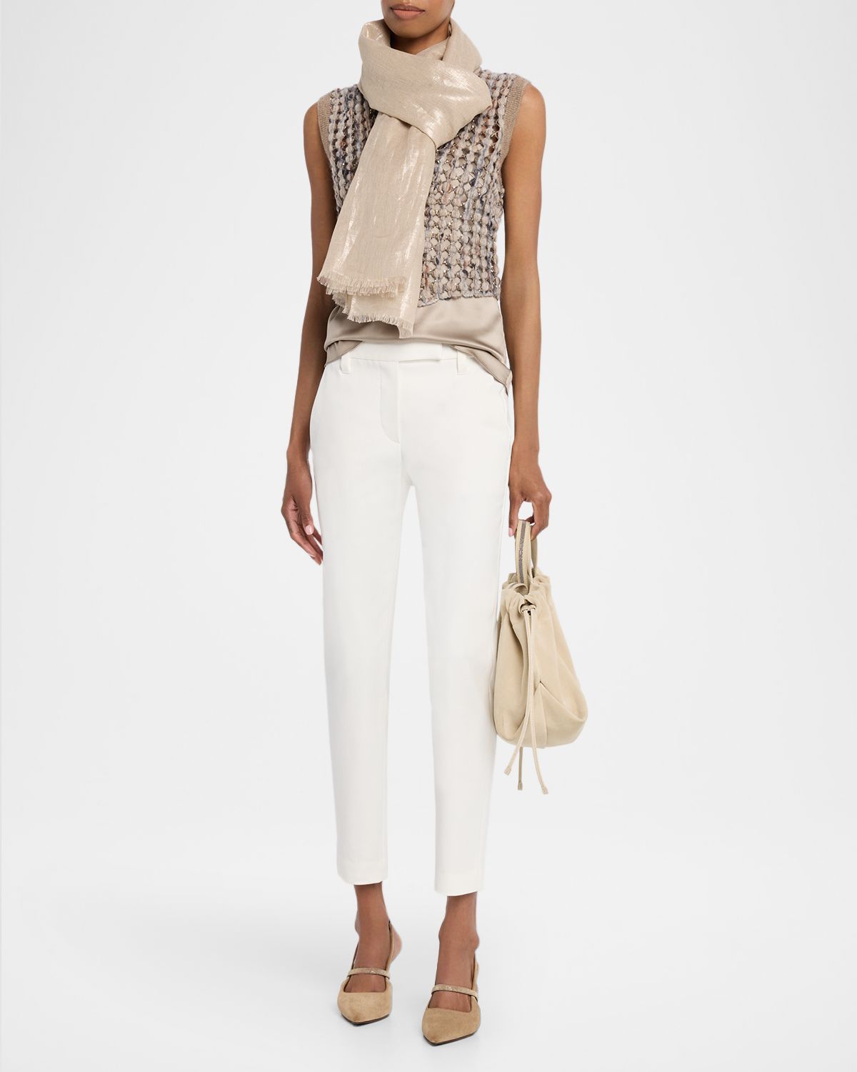 Brunello Cucinelli Silk V-Neck Camisole Top