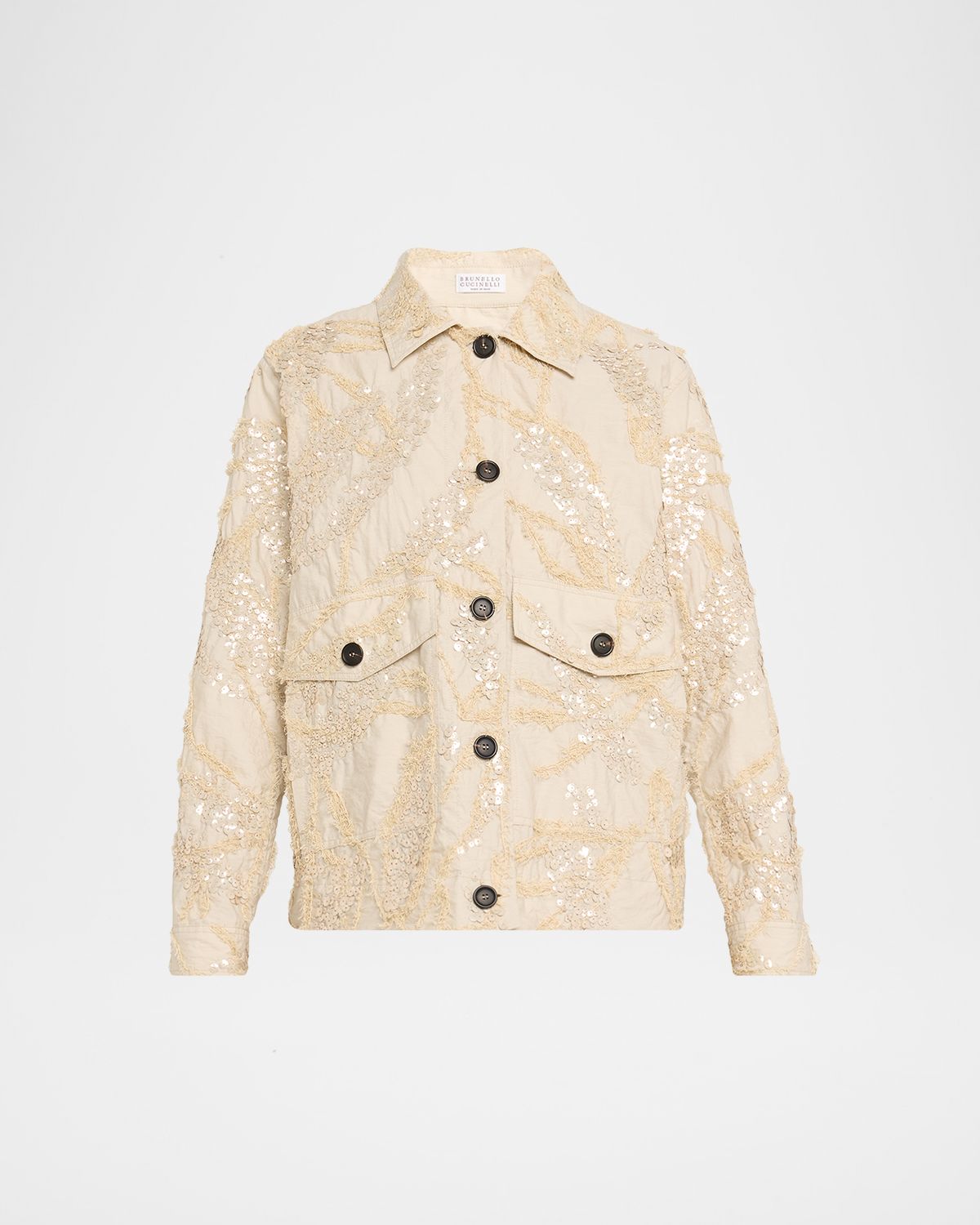 Brunello Cucinelli Embroidered Techno Cotton Poplin Deconstructed Shacket | Thumbnail 6 Brunello Cucinelli Embroidered Techno Cotton Poplin Deconstructed Shacket | Thumbnail 6