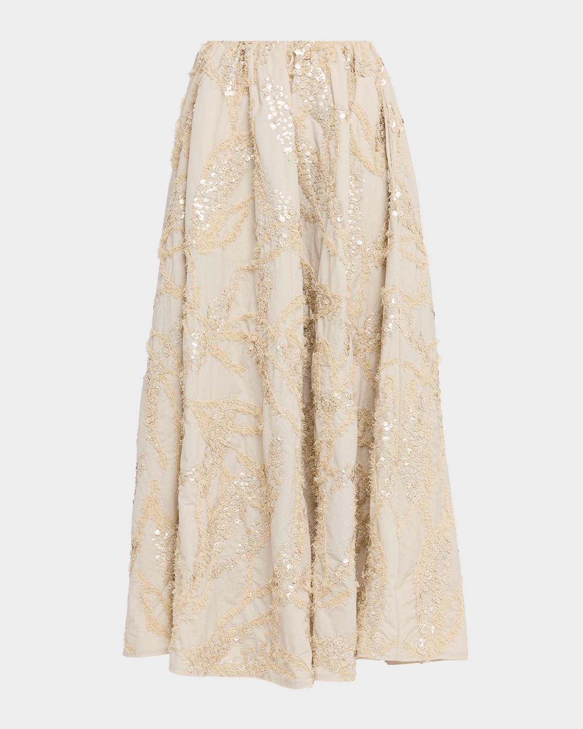 Brunello Cucinelli Dazzling Seabed Embroidered Techno Cotton Midi Skirt | Thumbnail 6 Brunello Cucinelli Dazzling Seabed Embroidered Techno Cotton Midi Skirt | Thumbnail 6