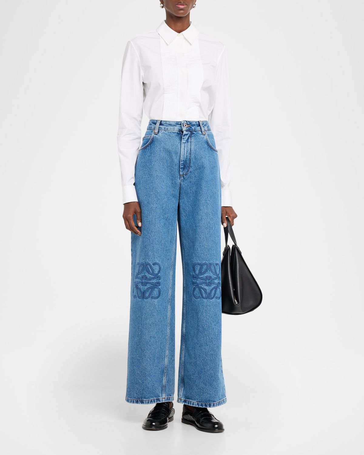 Loewe Anagram Baggy Wide-Leg Jeans - Women's Clothing