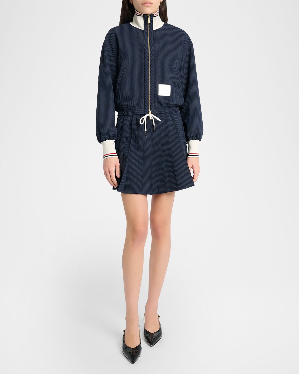 Thom Browne Seersucker Drawstring Track Jacket