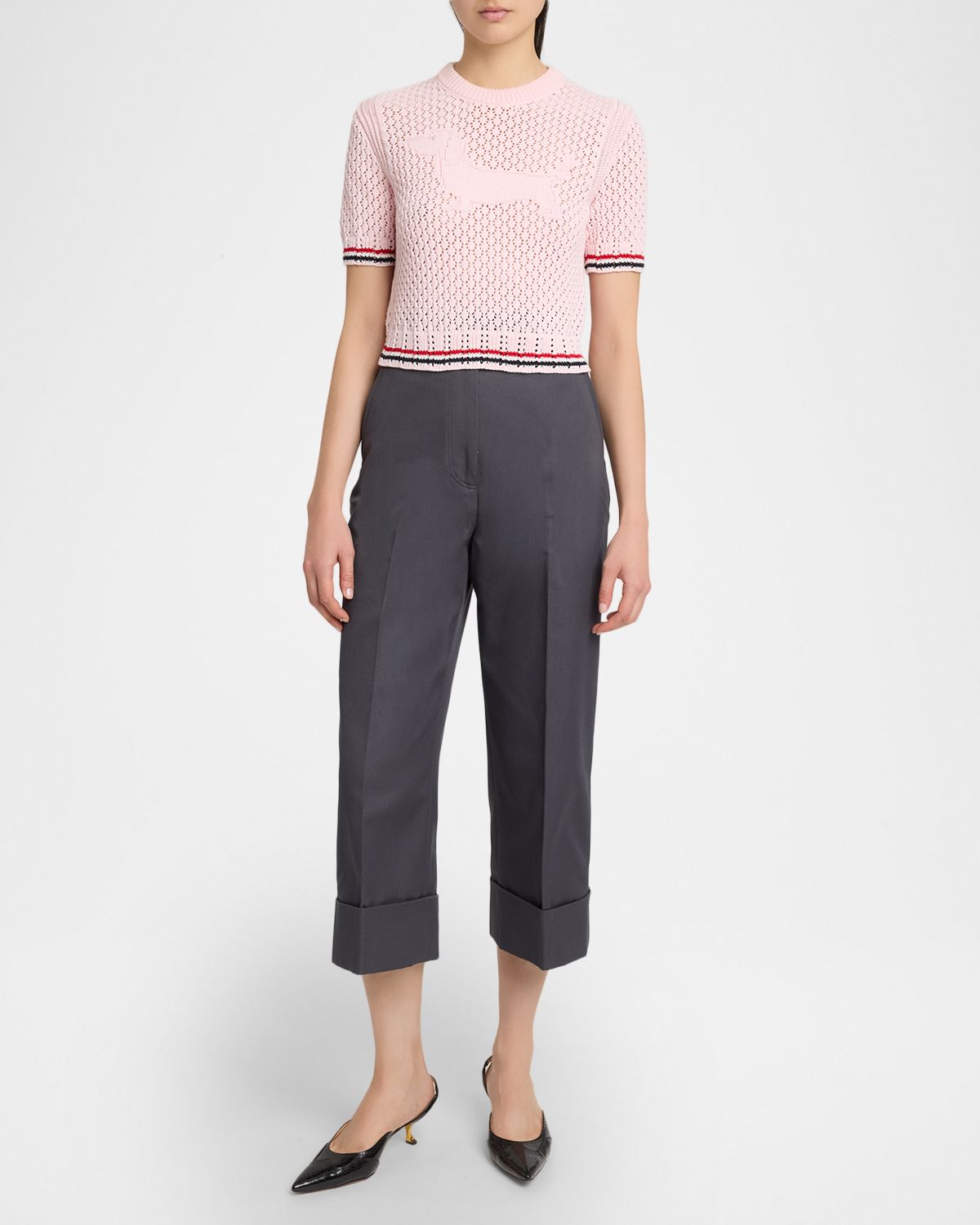 Thom Browne Hector Icon Short-Sleeve Pointelle Knit Sweater | Thumbnail 5 Thom Browne Hector Icon Short-Sleeve Pointelle Knit Sweater | Thumbnail 5