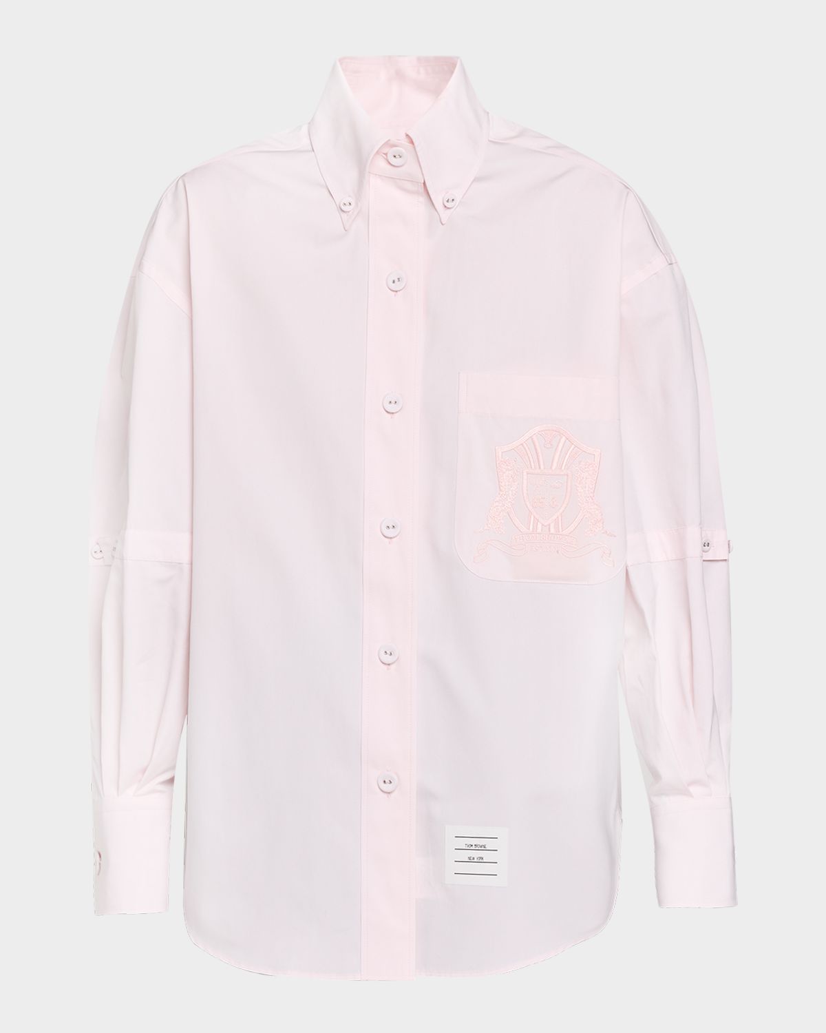 Thom Browne Supersized Crest Embroidered Poplin Shirt