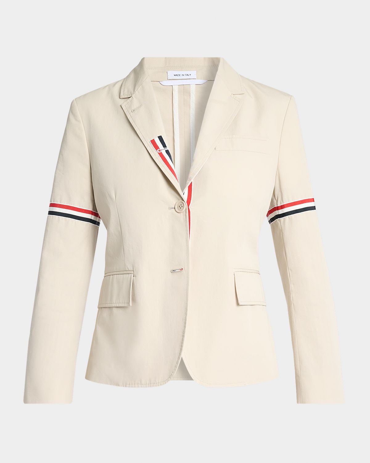 Thom Browne Grosgrain Arm-Band Single-Breasted Cotton Sport Coat
