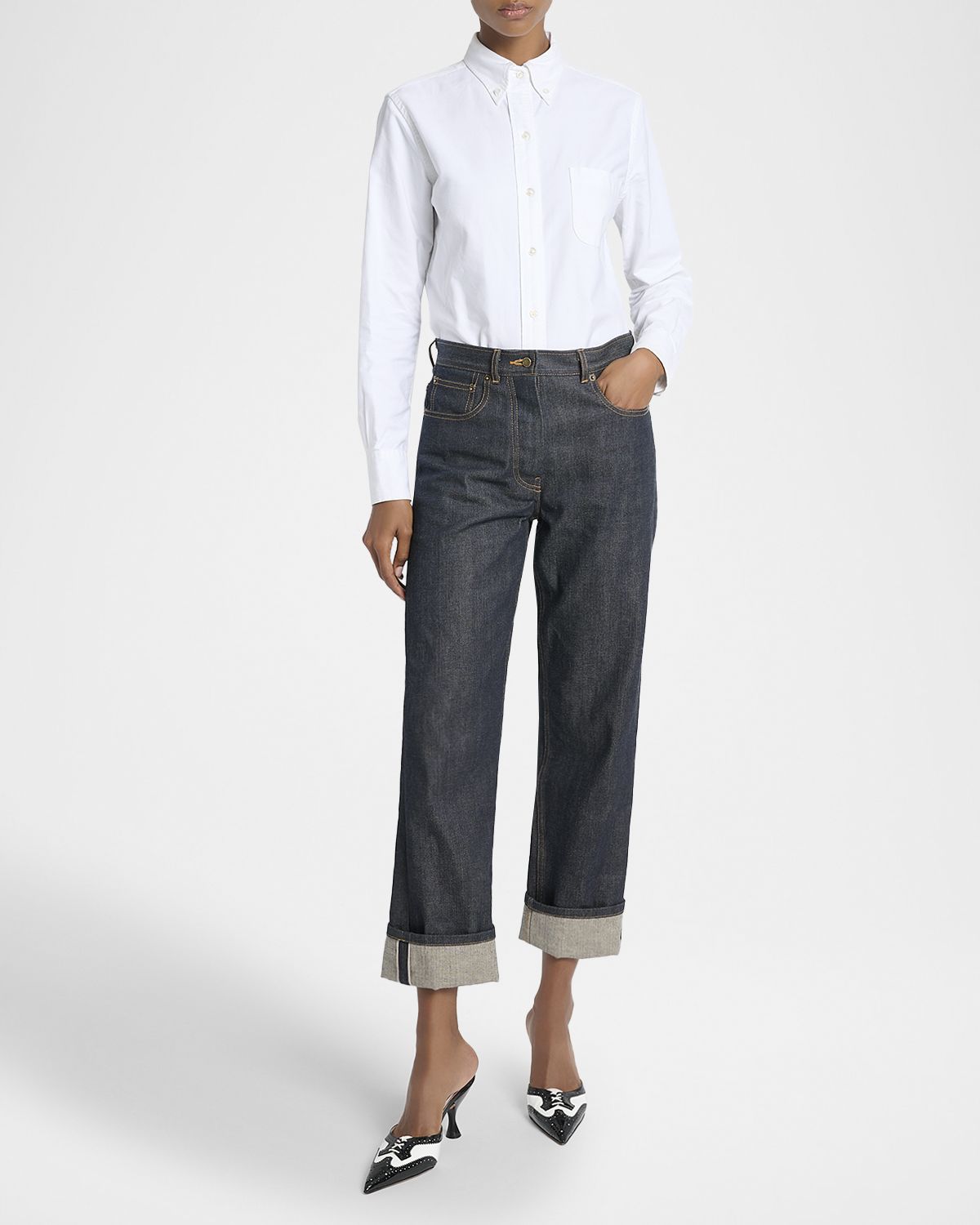 Thom Browne Back-Strap Straight-Leg Cuffed Crop Jeans | Thumbnail 5