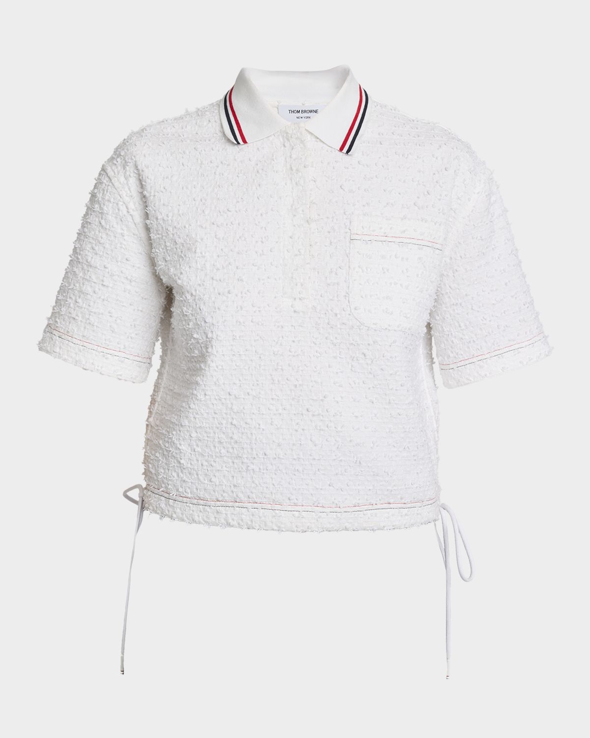 Thom Browne Drawstring Hem Crop Polo Shirt