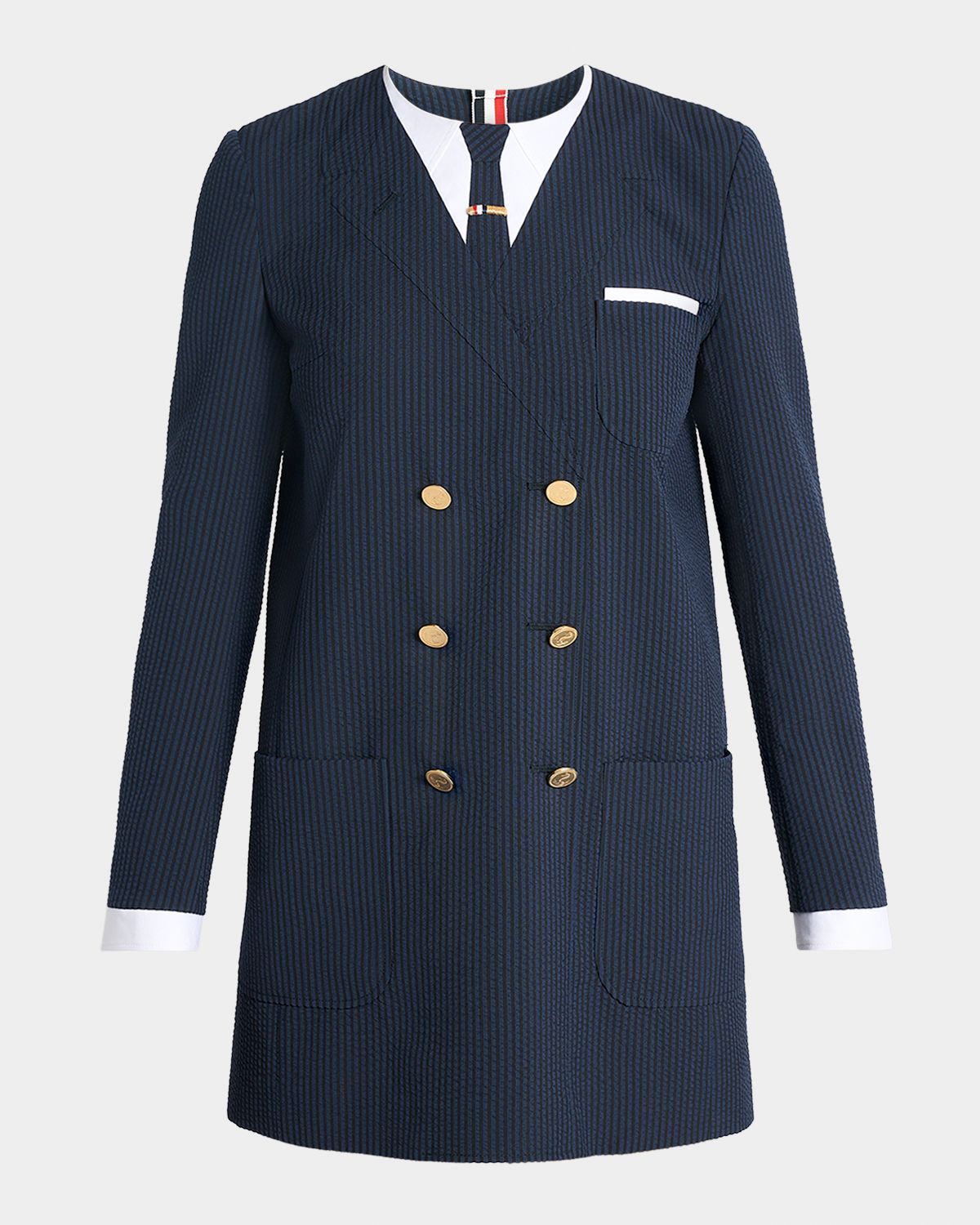 Thom Browne Seersucker Trompe L 'oeil Mini Blazer Dress