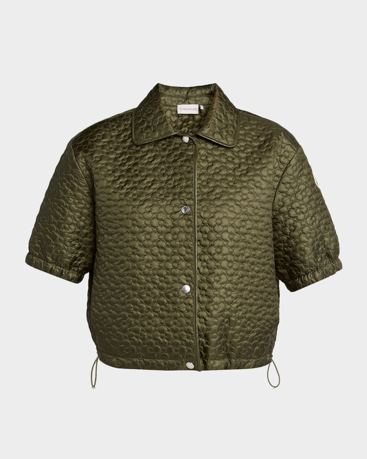 Moncler Floral-Quilted Short-Sleeve Padded Shirt