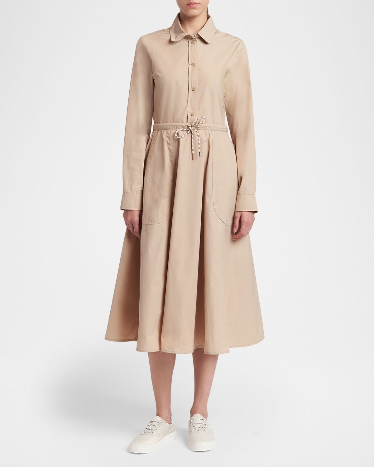 Moncler A-Line Technical Cotton Shirtdress