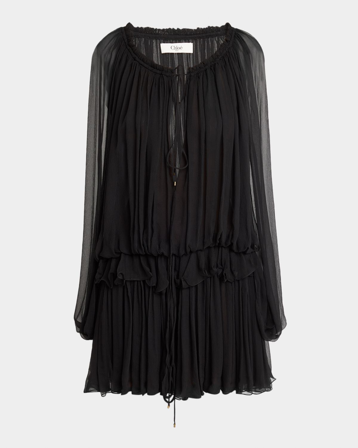 Chloe Gathered Chiffon Cape Mini Dress