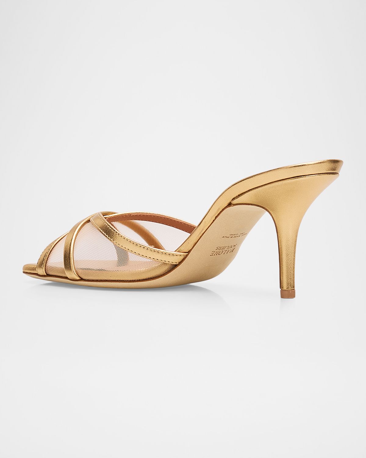 Malone Souliers 70mm Perla Metallic Leather and Mesh Sandals