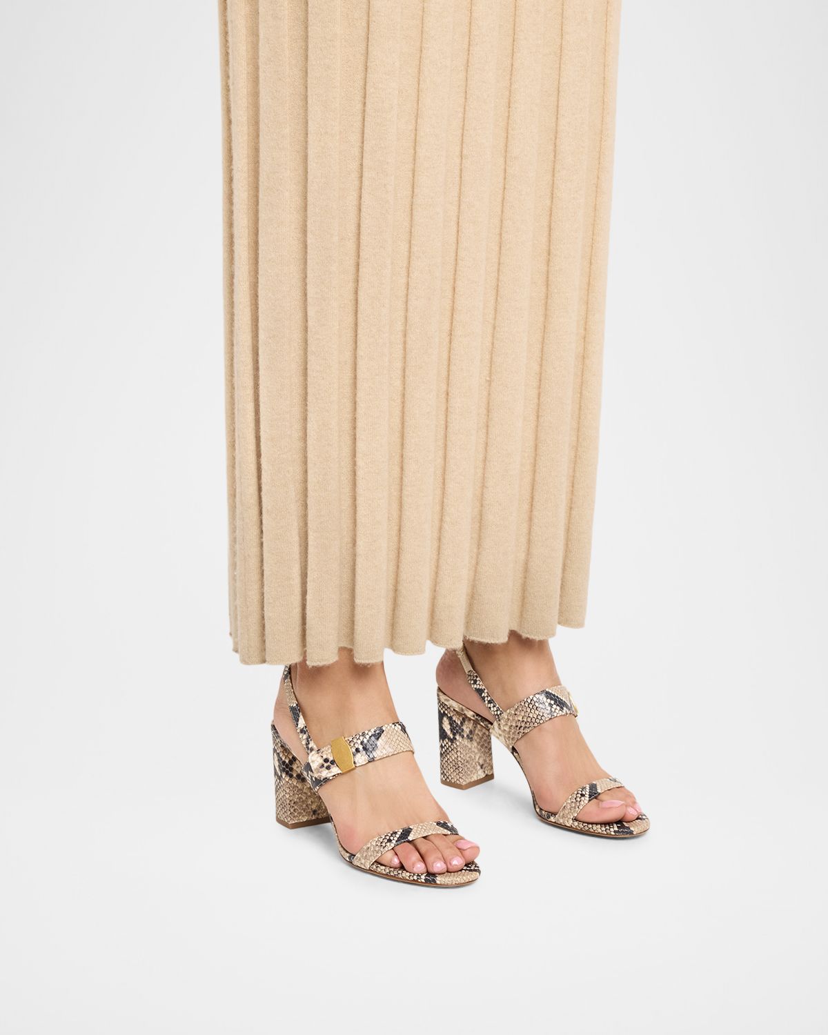 Veronica Beard 75mm Genetta Snake-Embossed Leather Sandals