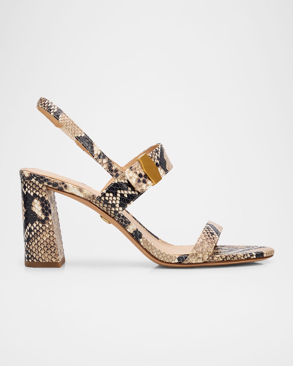 Veronica Beard 75mm Genetta Snake-Embossed Leather Sandals