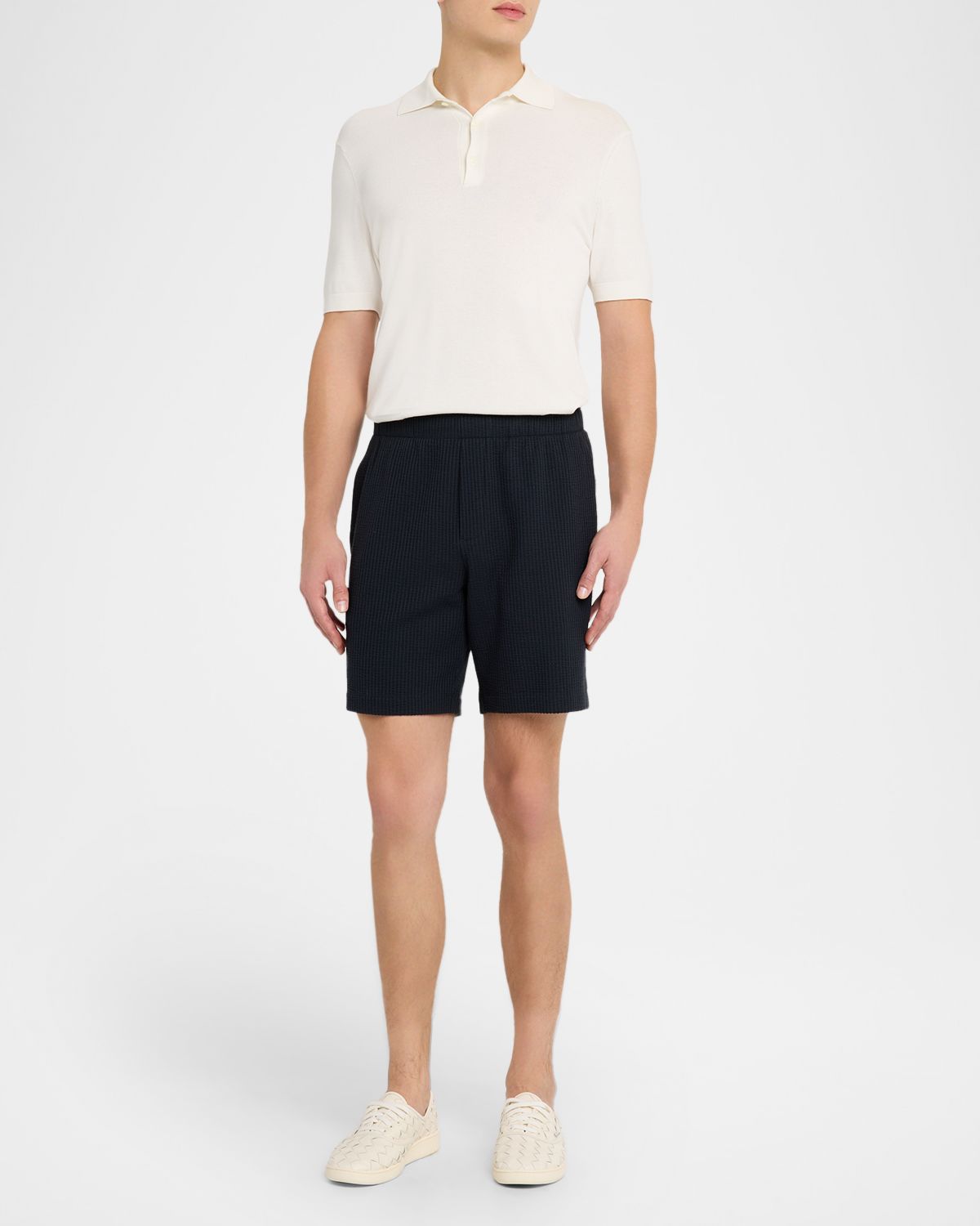 Vince Men 's Seersucker Knit Stretch Cotton Pull-On Shorts