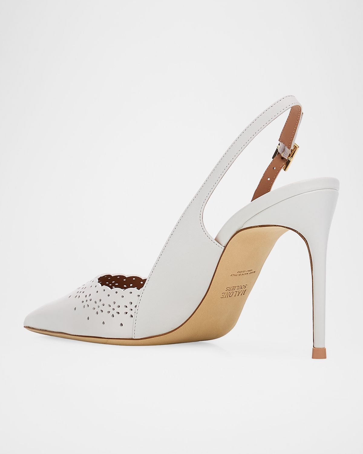 Malone Souliers 90mm Sunny Broderie Leather Slingback Pumps
