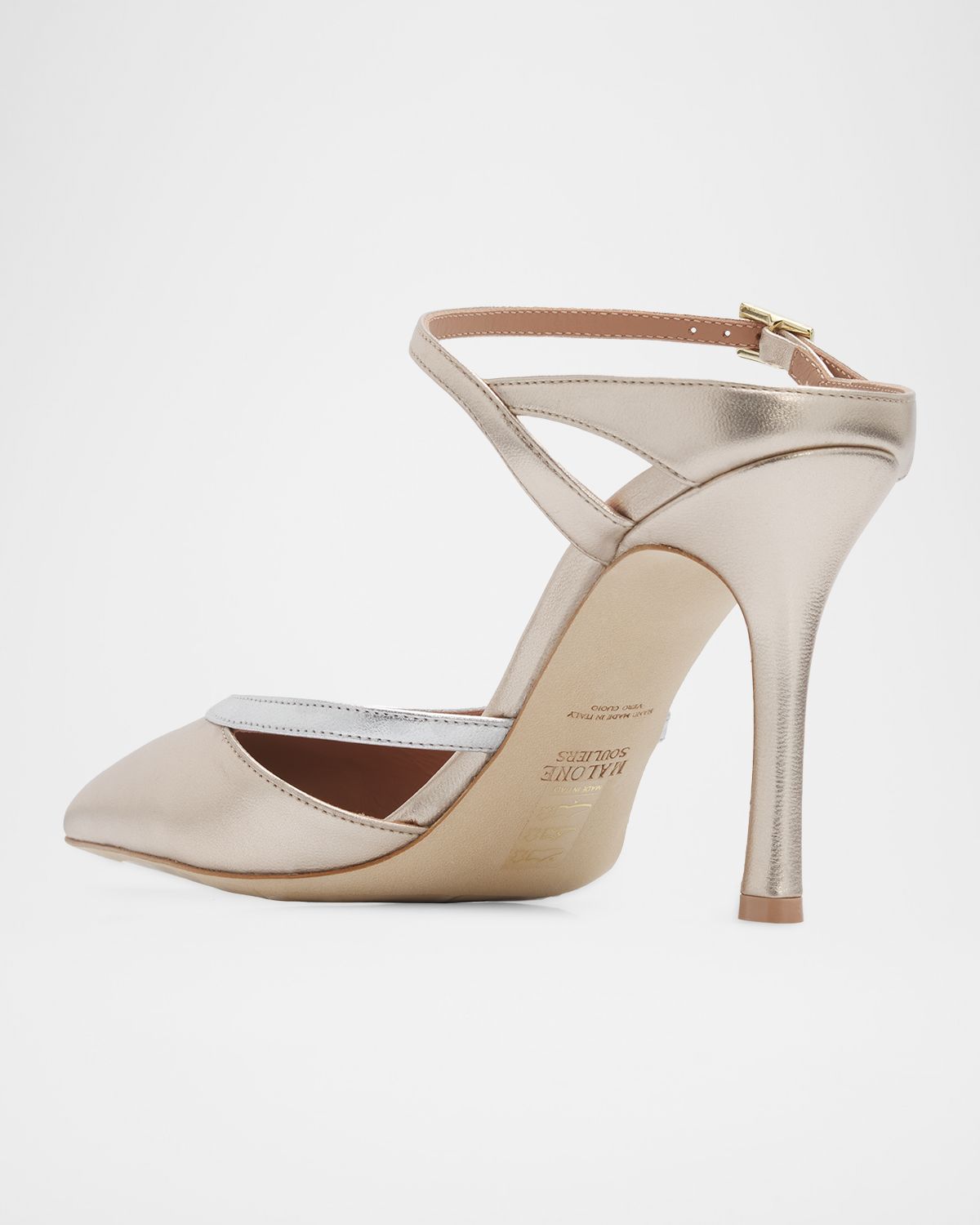Malone Souliers 90mm Yola Metallic Leather Mule Pumps
