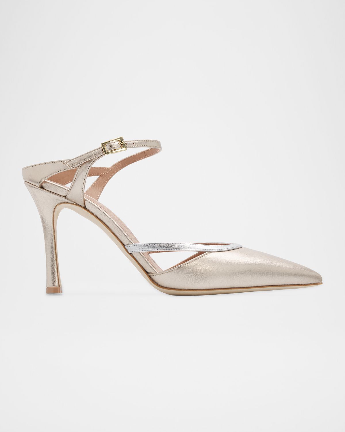 Malone Souliers 90mm Yola Metallic Leather Mule Pumps