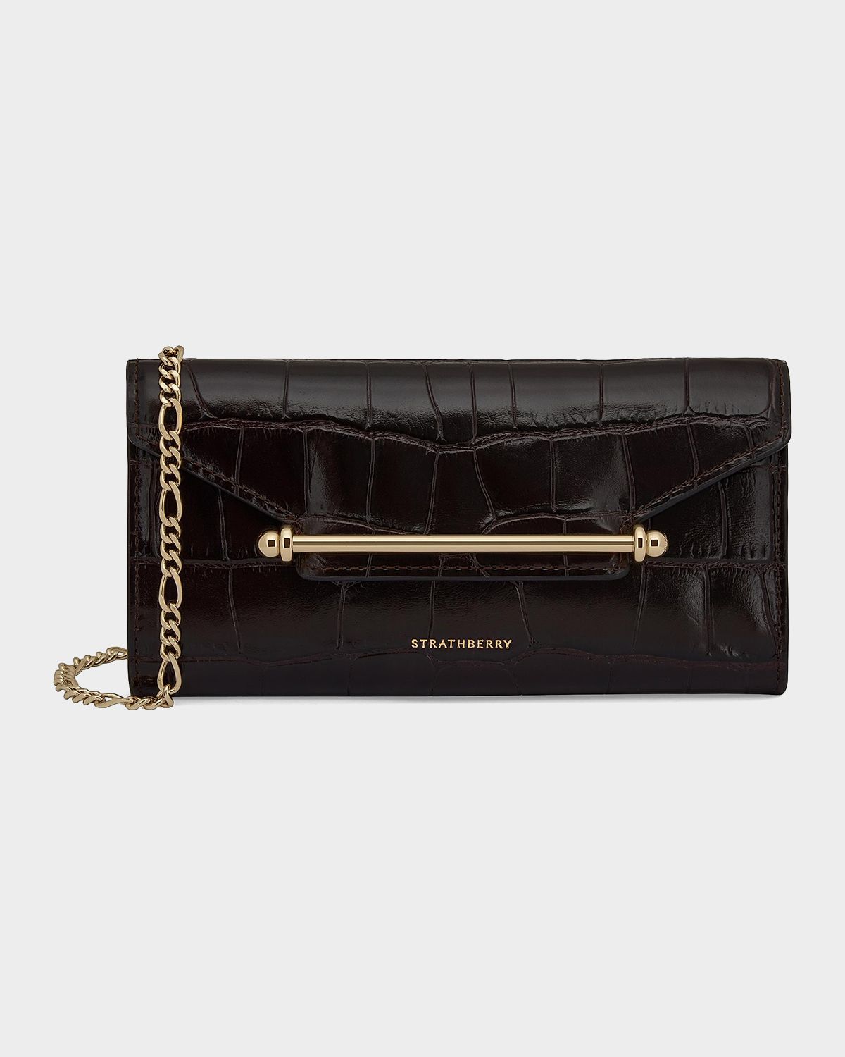 STRATHBERRY Multrees Croc-Embossed Leather Wallet on Chain